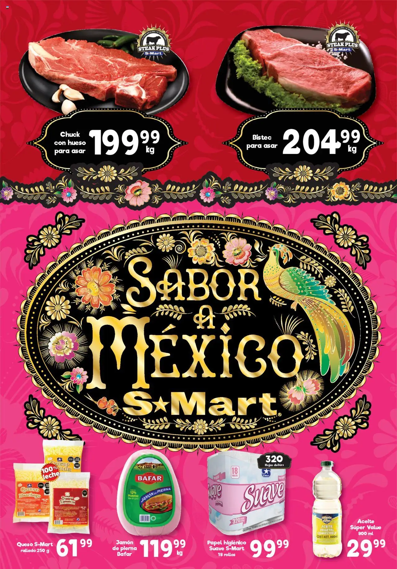Nuevas ofertas de S-Mart válidas en toda la República Mexicana desde el 15.08.2025. ¡Encuentra las mejores ofertas en S-Mart - Folleto - Nuevo Laredo! | Página: 2 | Productos: Queso, Aceite, Jamón, Papel higiénico