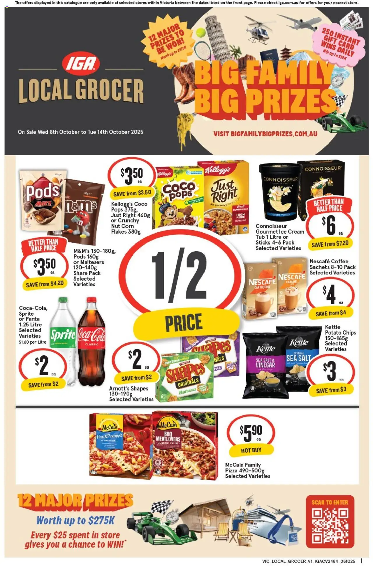 IGA catalogue - valid from 08.10.2025 | Page: 1 | Products: Coffee, Pineapple, Grapes, Kettle
