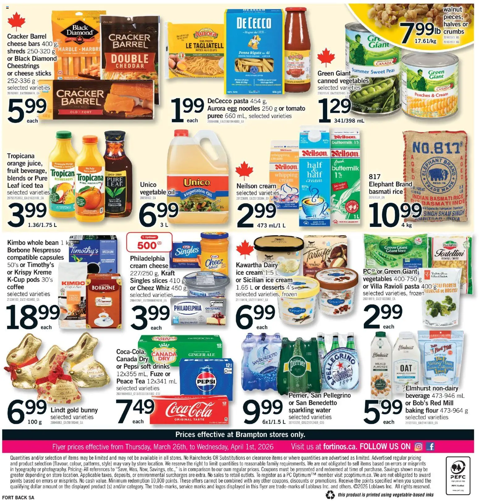 Fortinos flyer valid from 26.03.2026 | Page: 2 | Products: Pineapple, Pasta, PC, Milk