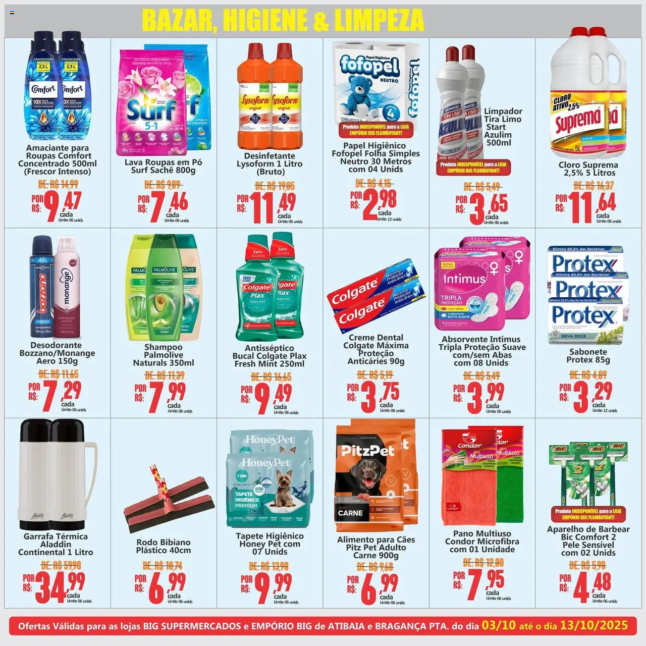 Big Supermercados Folheto - válido de 03.10.2025 | Página: 6 | Produtos: Cloro, Tapete higiênico, Roupas, Sabonete