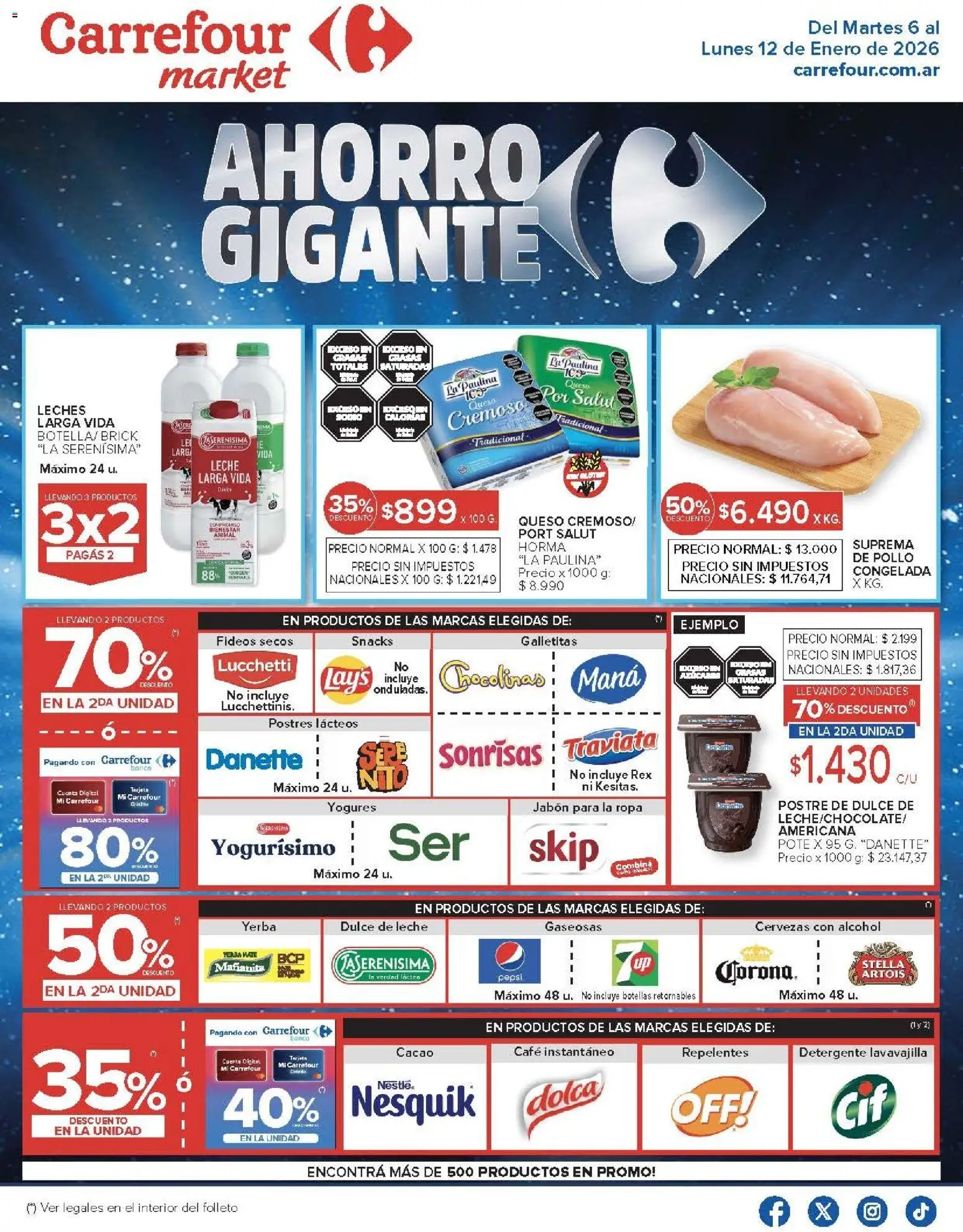 Carrefour Market catálogo │ válido desde el 06.01.2026 | Página: 1 | Productos: Galletitas, Pollo, Café, Fideos
