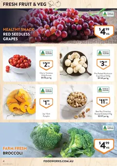 Preview of Foodworks catalogue  - valid from 08.04.2026 | Page: 4 | Products: Tomatoes, Pumpkin, Grapes