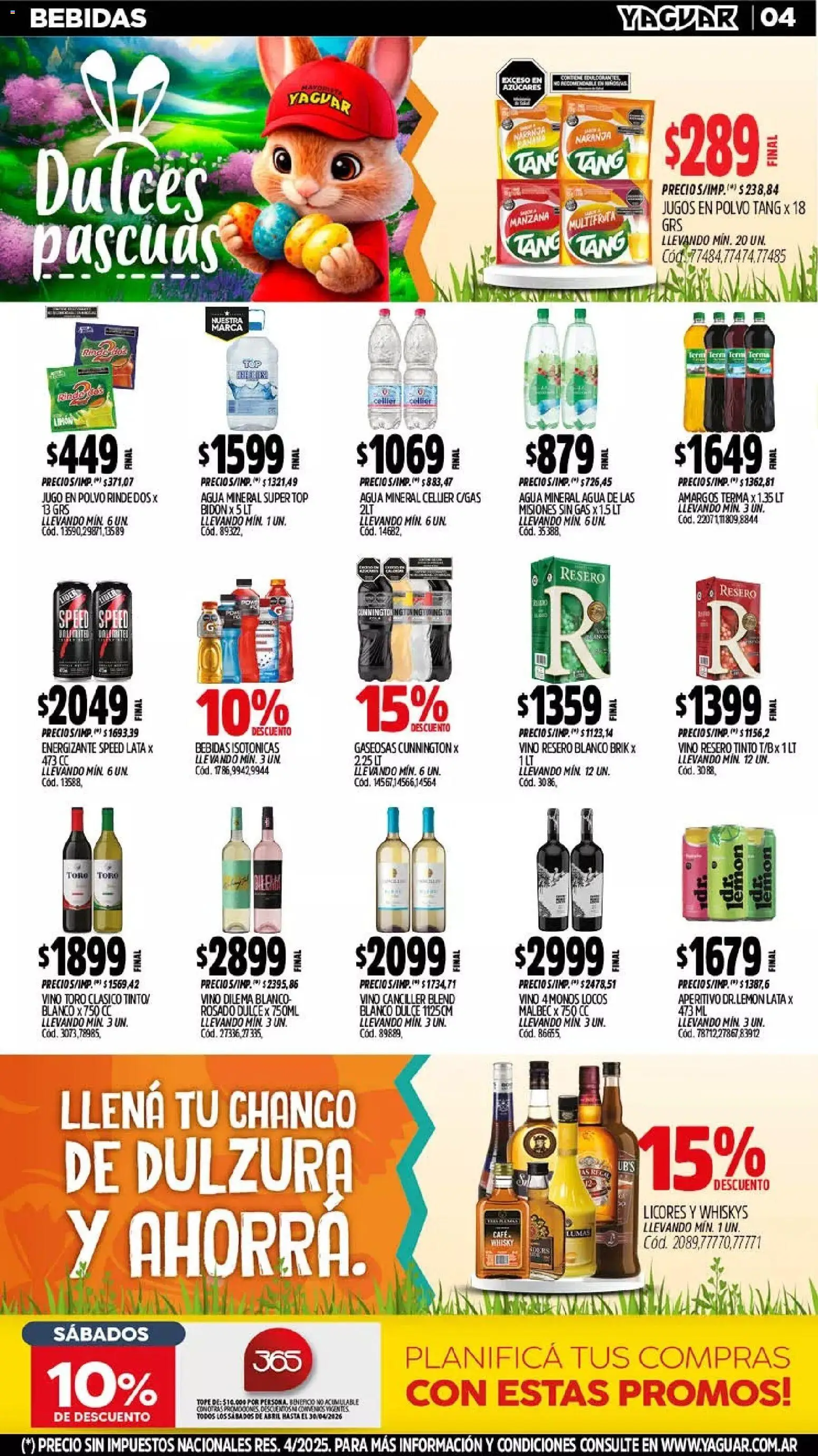 Yaguar - Oferta Semanal Misiones │ válido desde el 30.03.2026 | Página: 4 | Productos: Whisky, Manzana, Jugo, Vino
