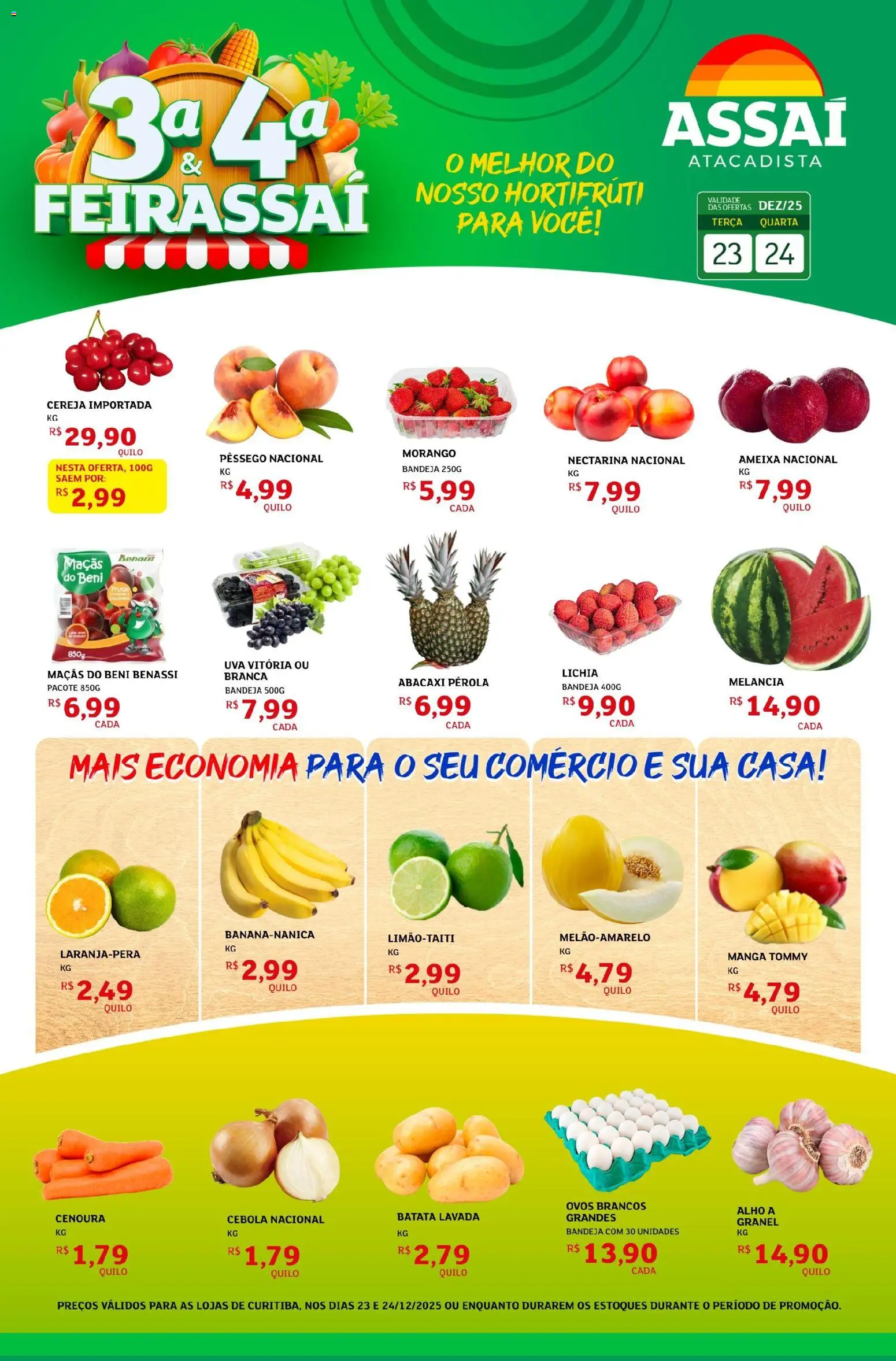 Assaí Atacadista Folheto - válido de 23.12.2025 | Página: 1 | Produtos: Lichia, Alho, Cenoura, Batata