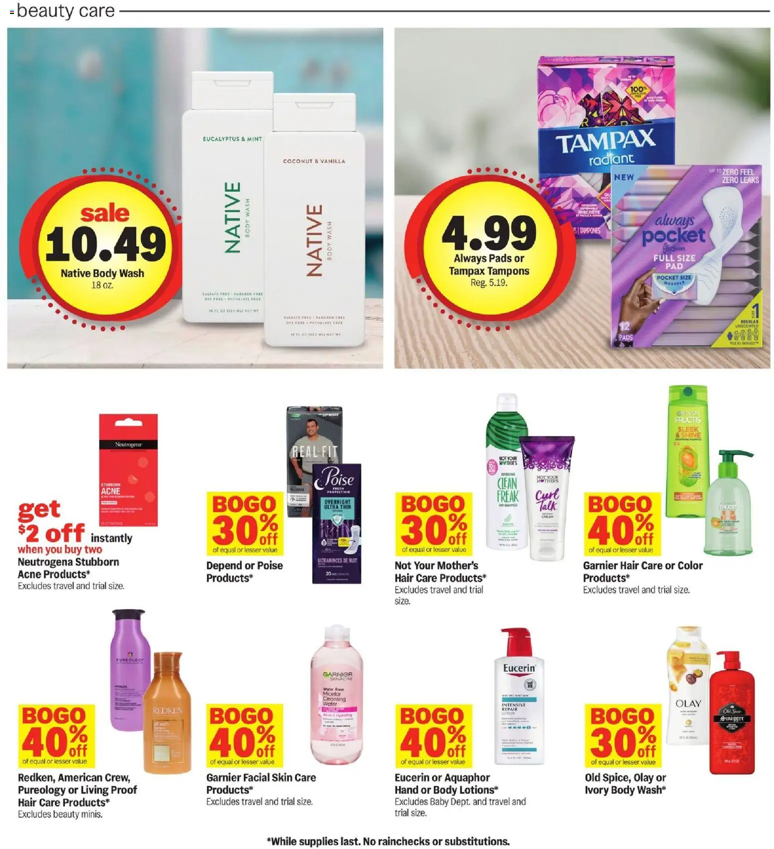 Meijer Weekly Ad - valid from 18.02.2026 | Page: 30 | Products: Shampoo, Tampons, Cream, Water