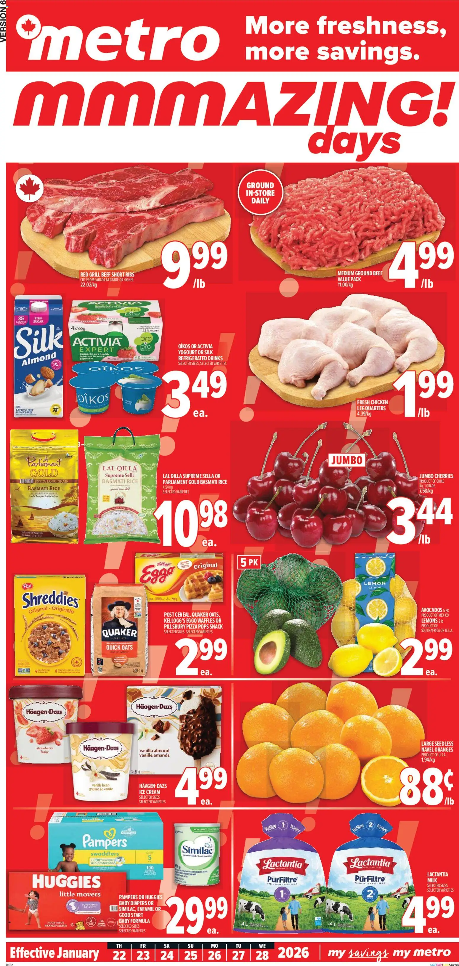 Metro flyer valid from 22.01.2026 | Page: 2 | Products: Milk, Pizza, Chicken, Oranges