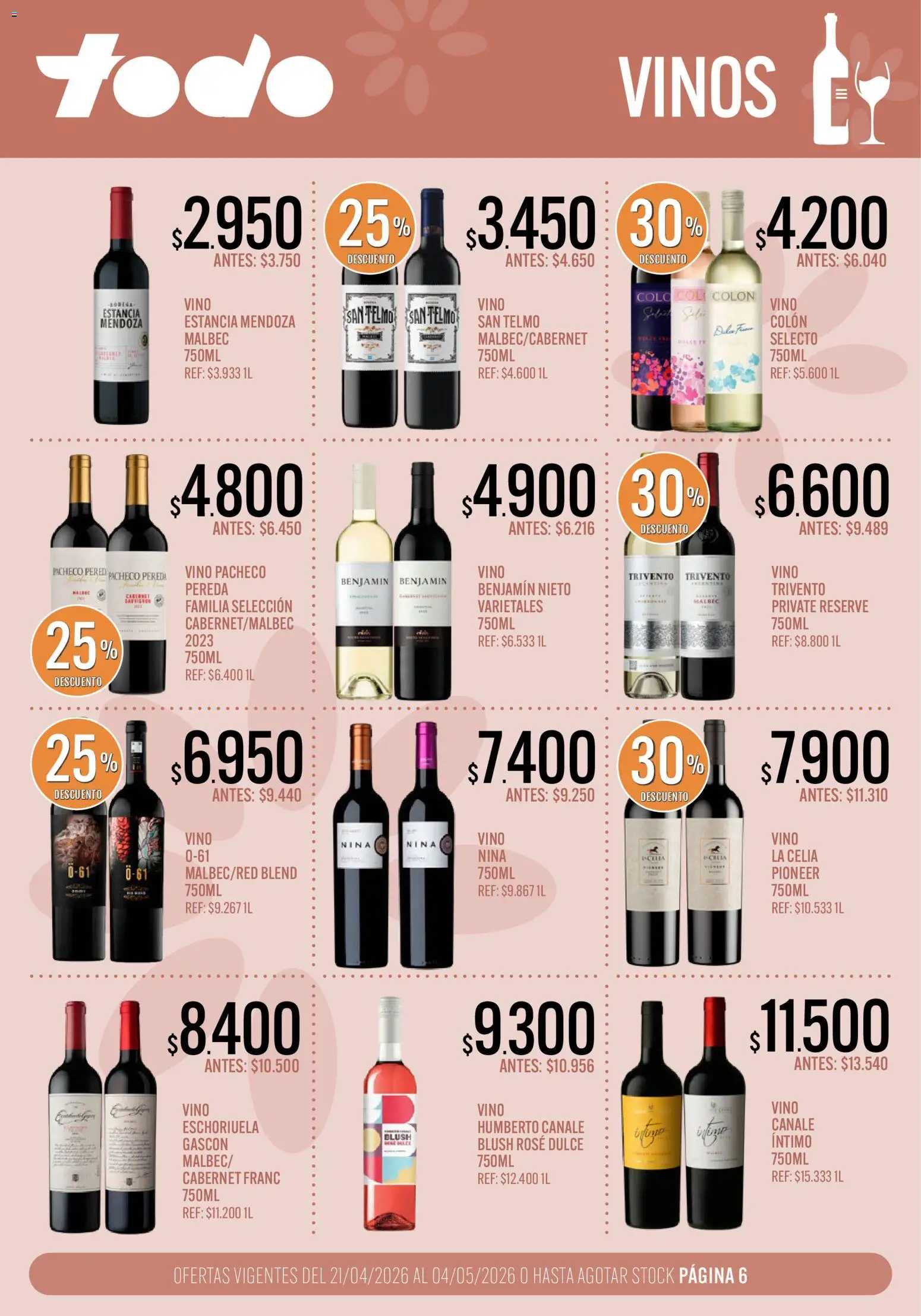 Supermercados TODO - Ofertas │ válido desde el 21.04.2026 | Página: 6 | Productos: Vino