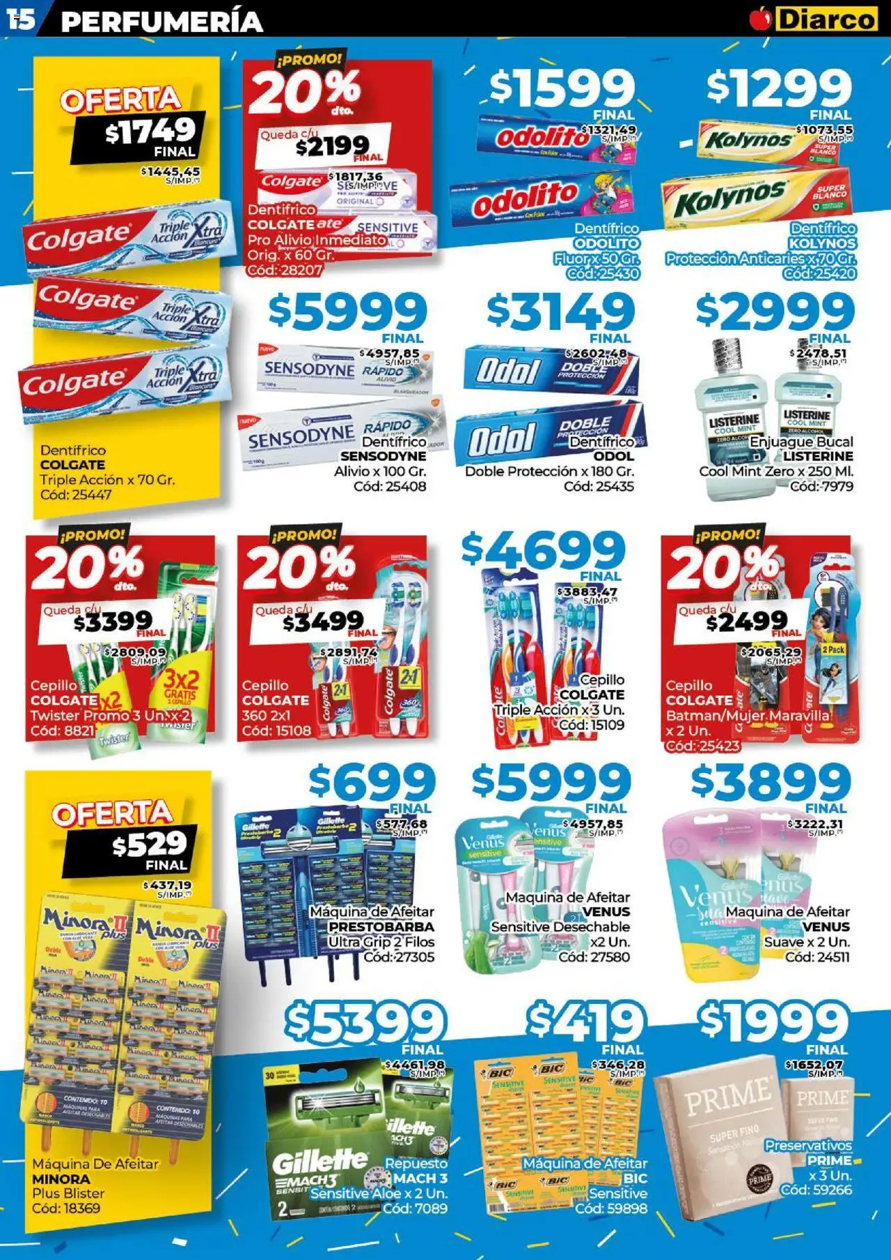 Diarco ofertas │ válido desde el 25.08.2025 | Página: 15 | Productos: Maquina de afeitar, Cepillo, Enjuague bucal, Preservativos