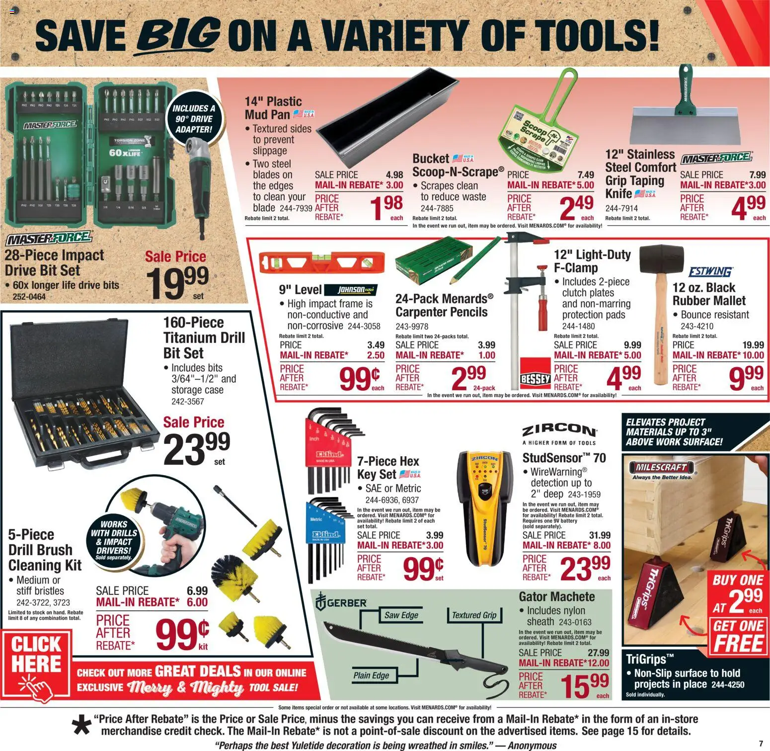 Menards - Weekly Ad - valid from 29.11.2025 | Page: 9 | Products: Saw, Battery, Brush, Case