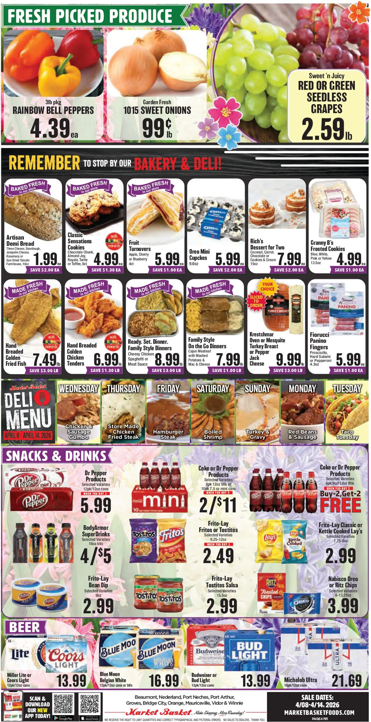 Market Basket Weekly Ad - valid from 08.04.2026 | Page: 4 | Products: Bakery, Peppers, Fish, Pepper