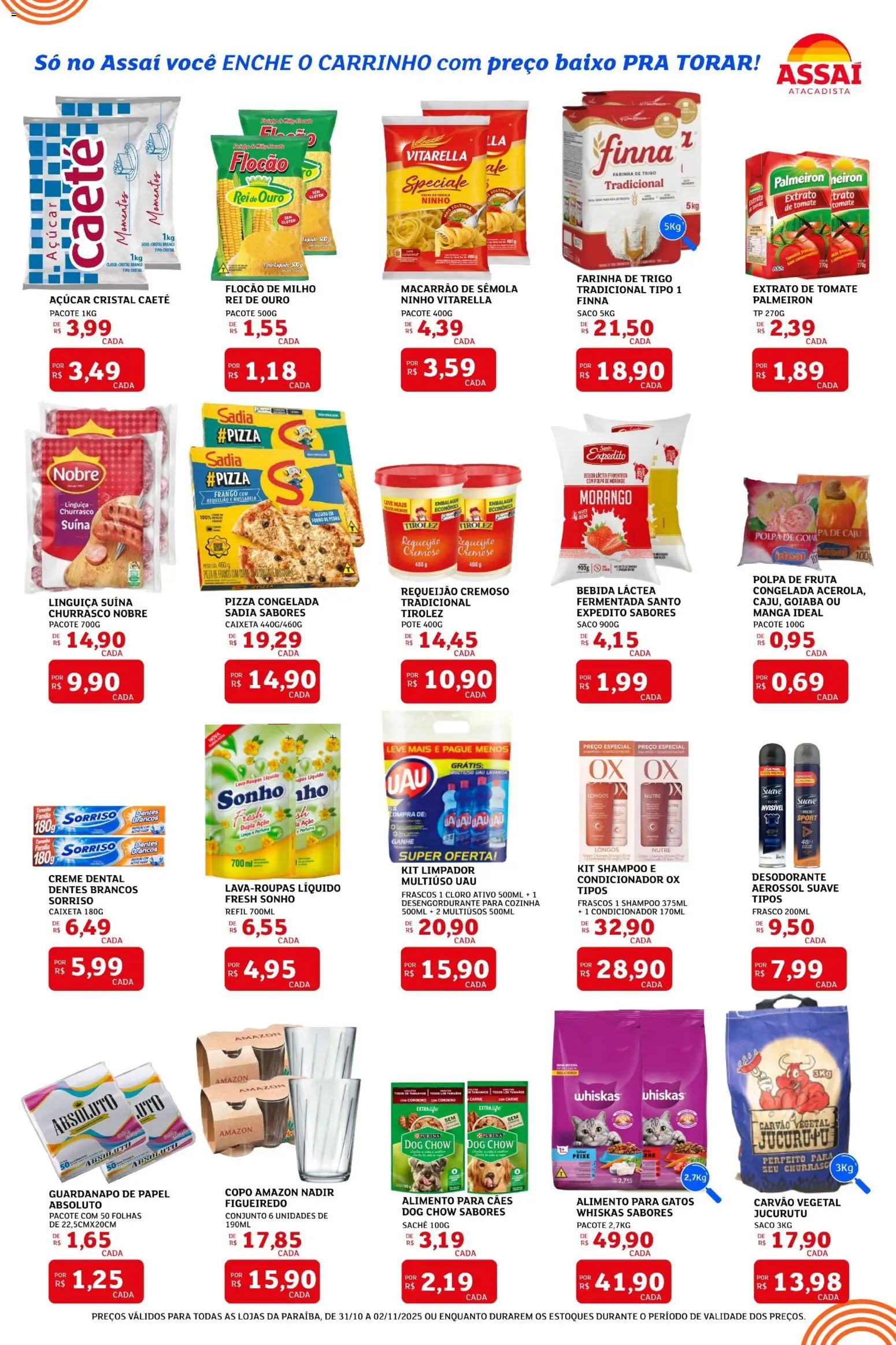 Assaí Atacadista Folheto - válido de 31.10.2025 | Página: 2 | Produtos: Carrinho, Baixo, Bebida, Requeijão