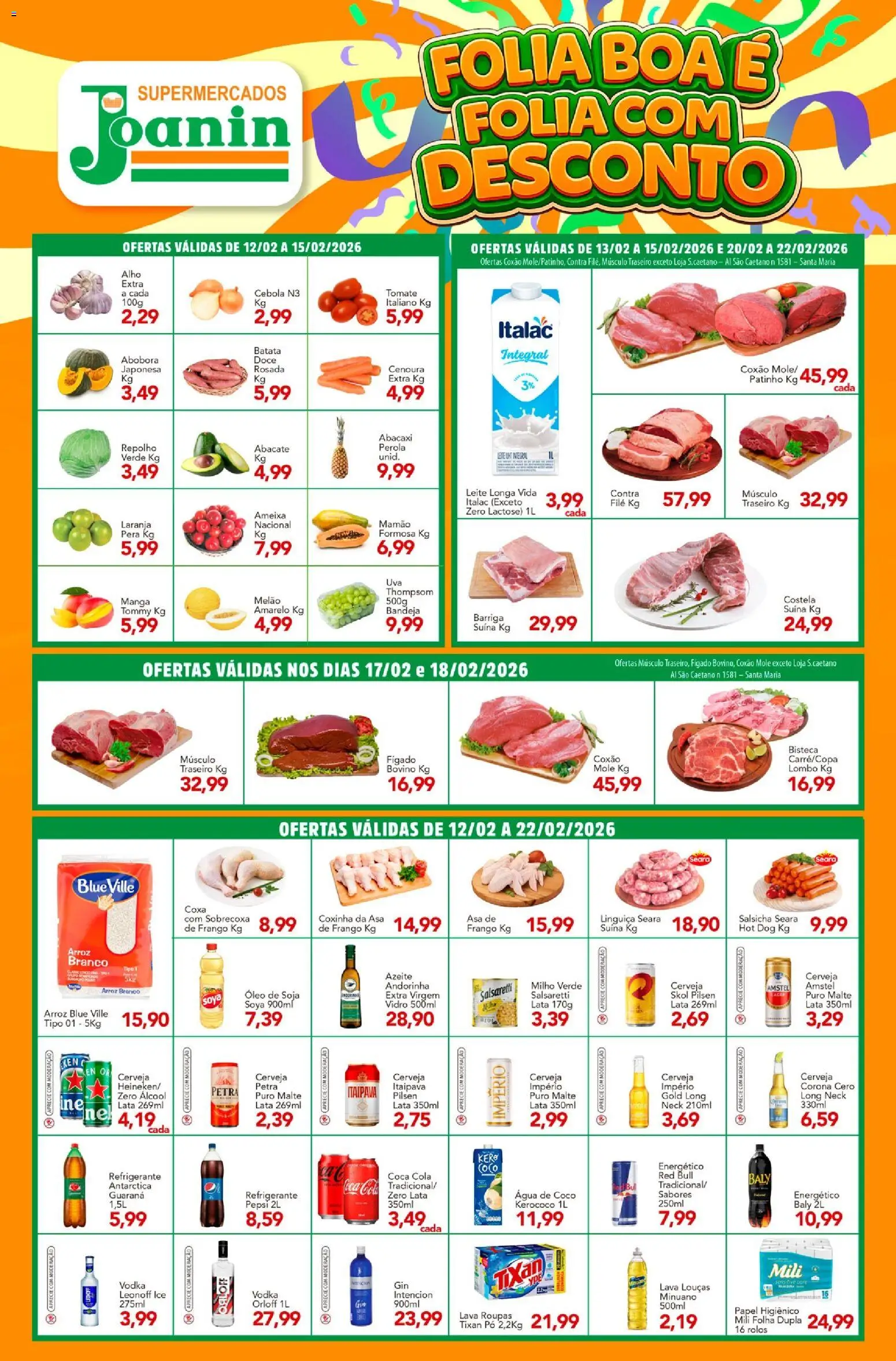 Supermercados Joanin Folheto - válido de 12.02.2026 | Página: 1 | Produtos: Cebola, Guaraná, Cenoura, Frango