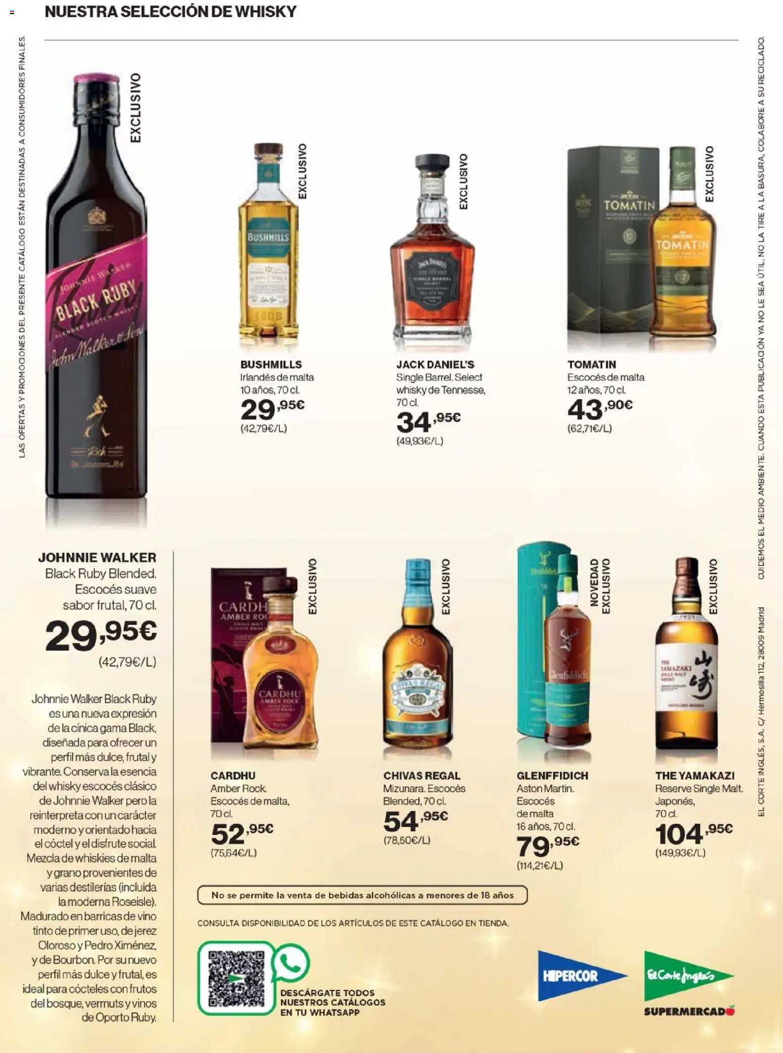 Nuevas ofertas de El Corte Inglés válidas en toda la República Mexicana desde el 20.11.2025. ¡Encuentra las mejores ofertas en El Corte Inglés catálogo La Bodega ! | Página: 48 | Productos: Perfil, Vino, Whisky