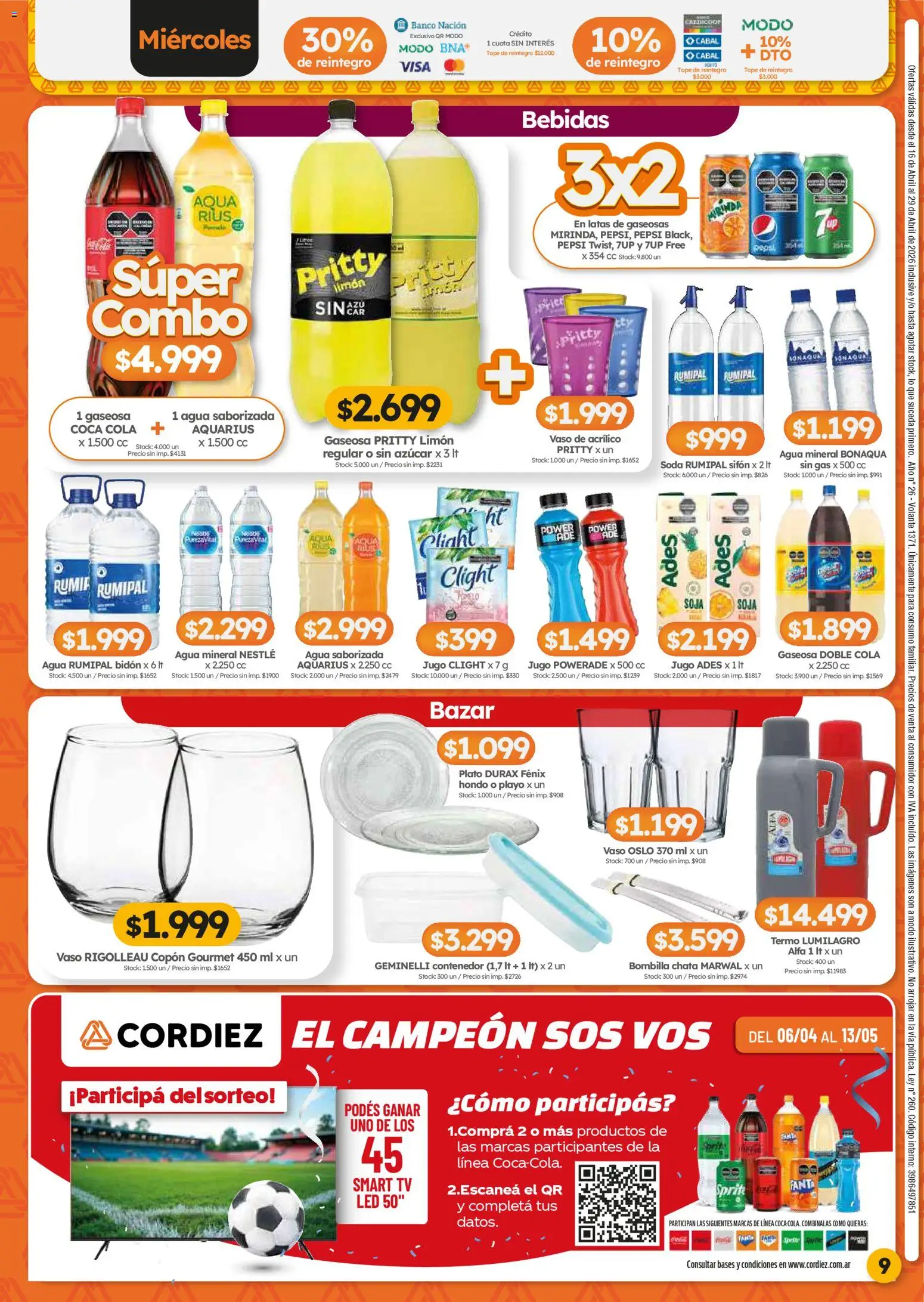 Cordiez ofertas │ válido desde el 16.04.2026 | Página: 9 | Productos: Azucar, Soda, Limón, Bombilla
