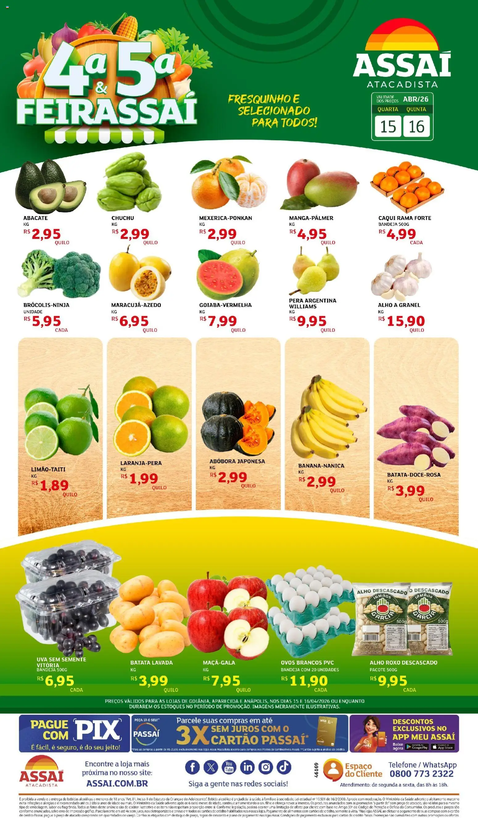 Assaí Atacadista Folheto - válido de 16.04.2026 | Página: 1 | Produtos: Chuchu, Abóbora, Base, Batata