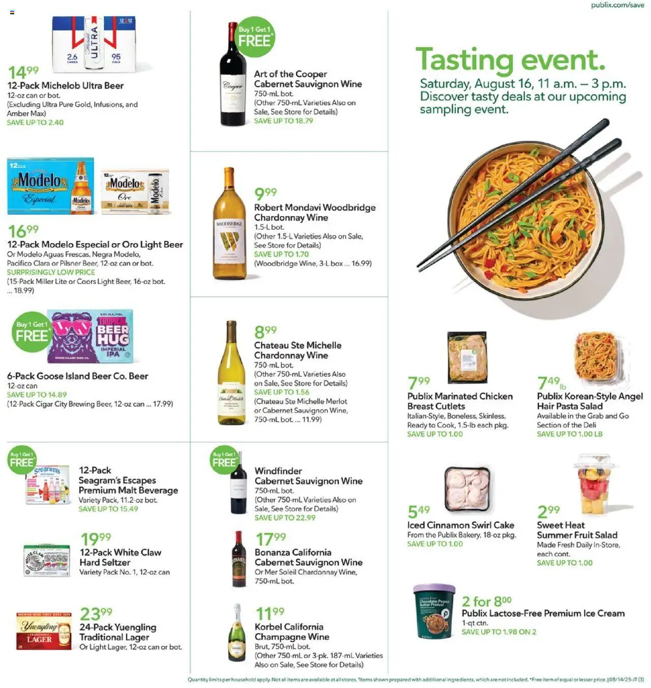 Publix Weekly Ad - valid from 13.08.2025 | Page: 3 | Products: Box, Butter, Beer, Pasta