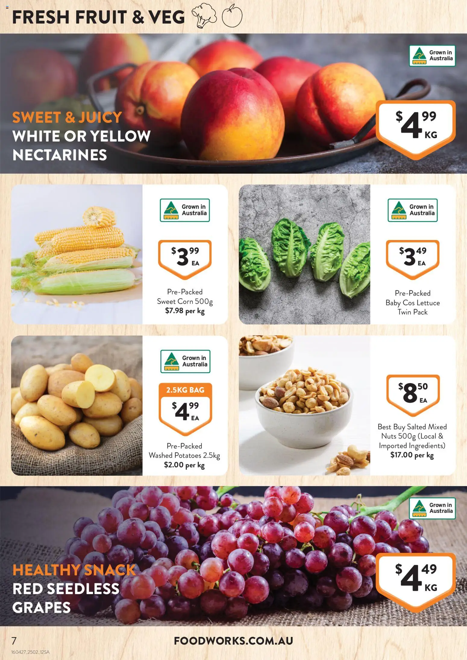 Foodworks catalogue - valid from 25.02.2026 | Page: 7 | Products: Lettuce, Nuts, Grapes, Bag