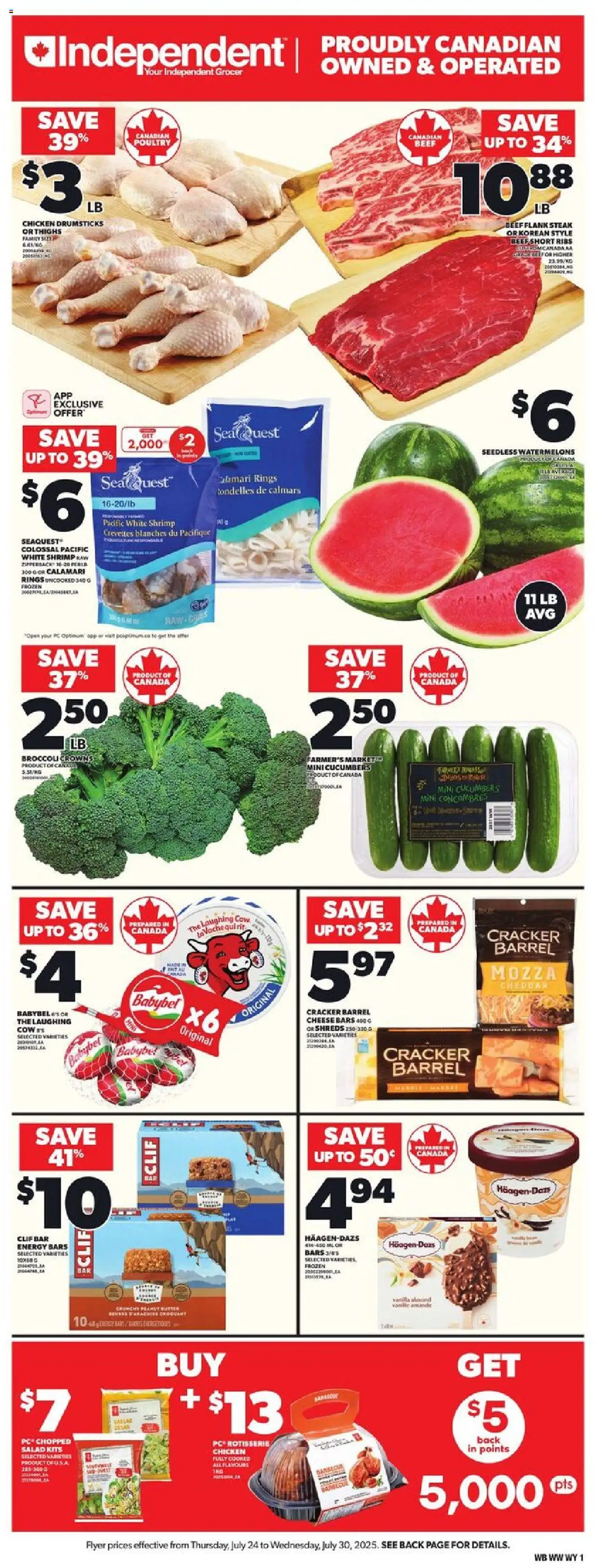 Independent Grocer flyer valid from 24.07.2025 | Page: 3 | Products: Cucumbers, Salad, PC, Cheese