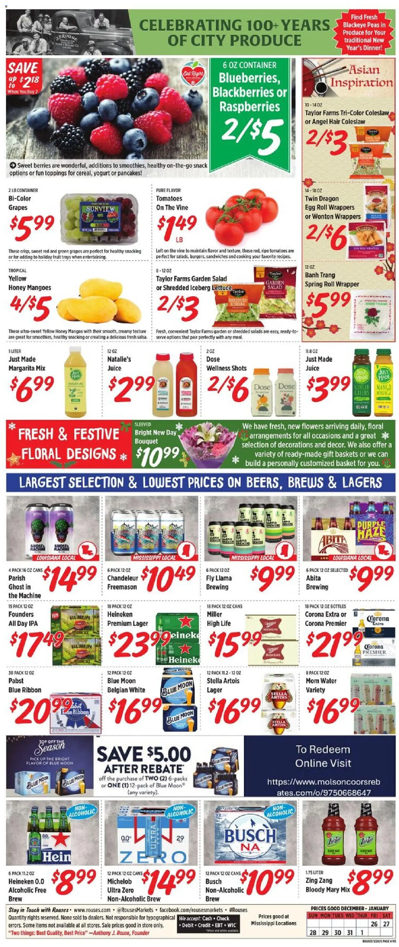 Rouses Weekly Ad - MS - valid from 26.12.2025 | Page: 8 | Products: Tomatoes, Water, Mango, Grapes