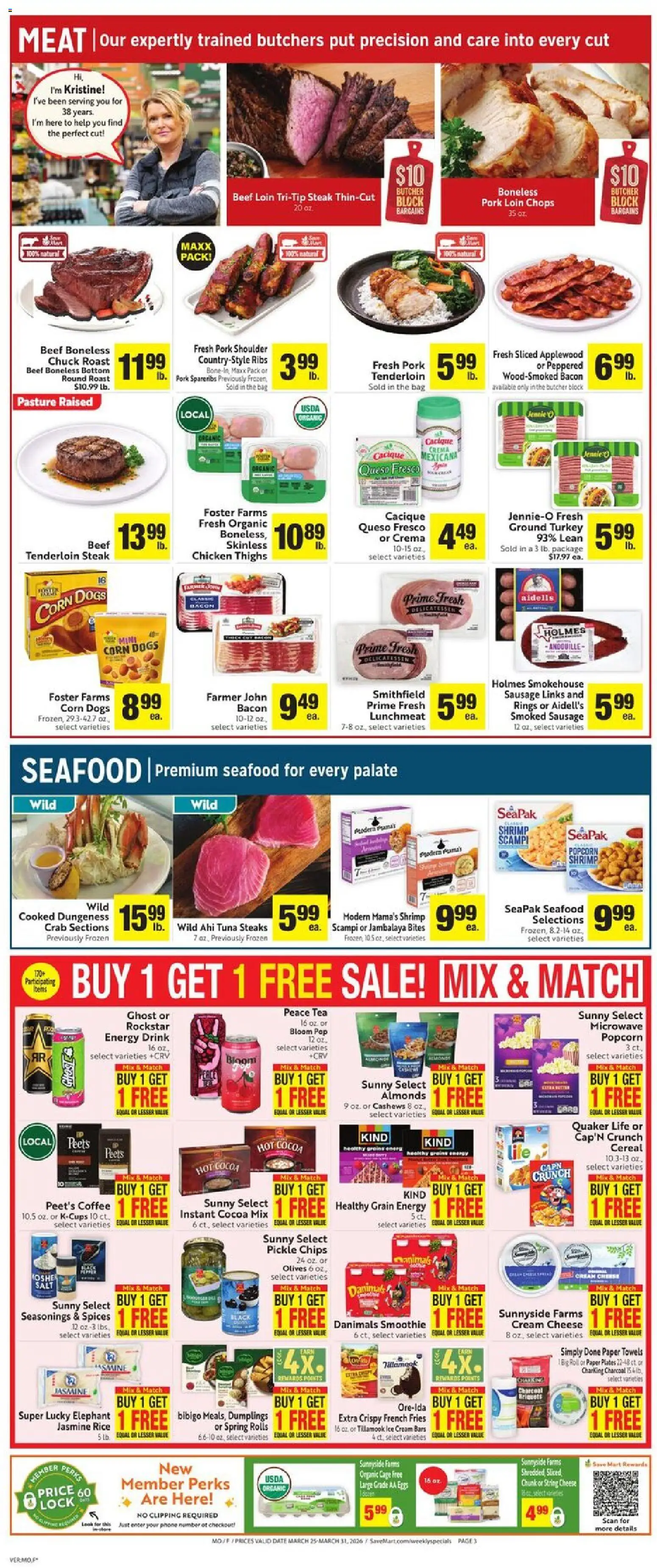 Save Mart Weekly - CA - valid from 25.03.2026 | Page: 3 | Products: Corn, Cream, Date, Bag