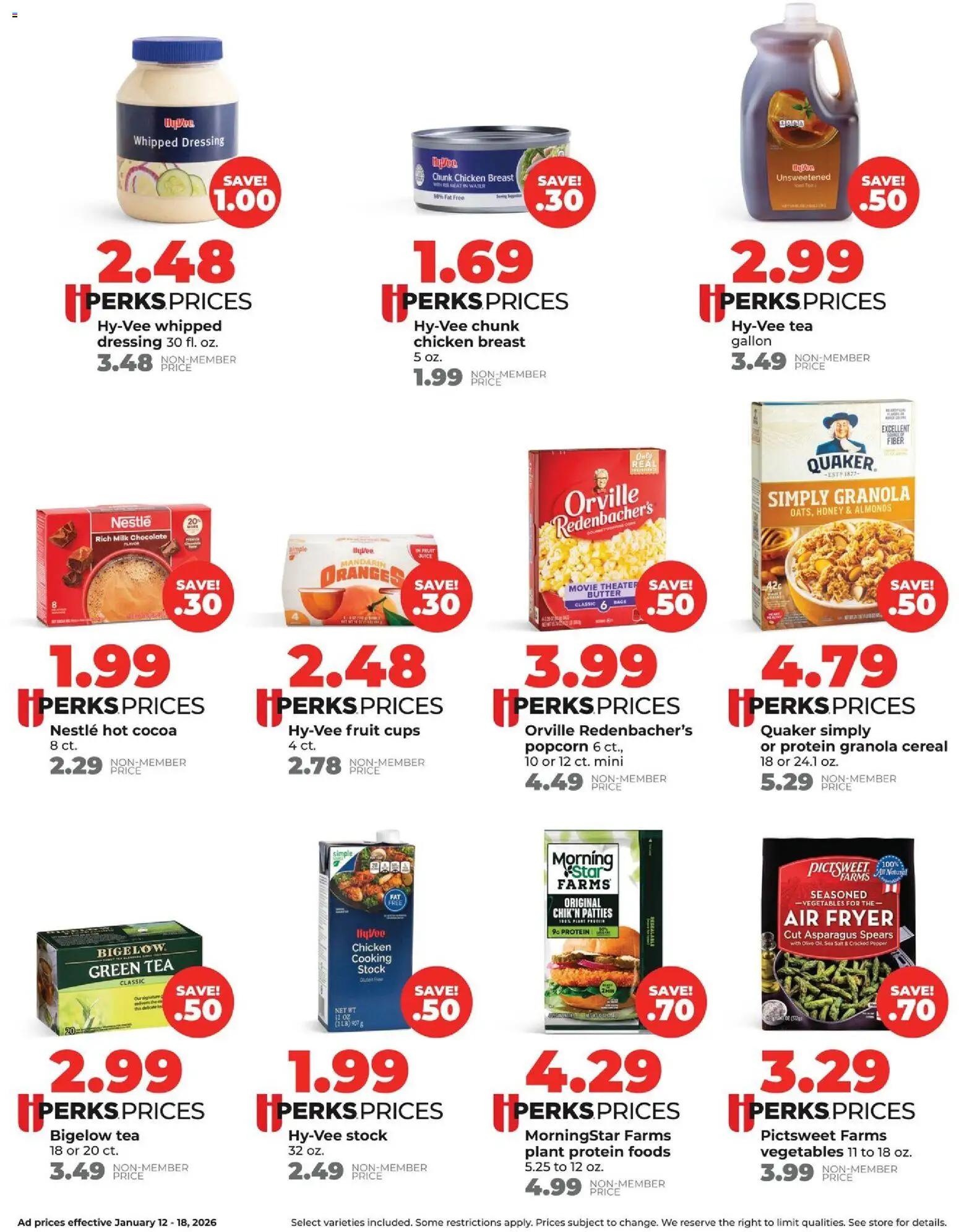 HyVee Weekly Ad - valid from 12.01.2026 | Page: 4 | Products: Green Tea, Asparagus, Milk, Tea