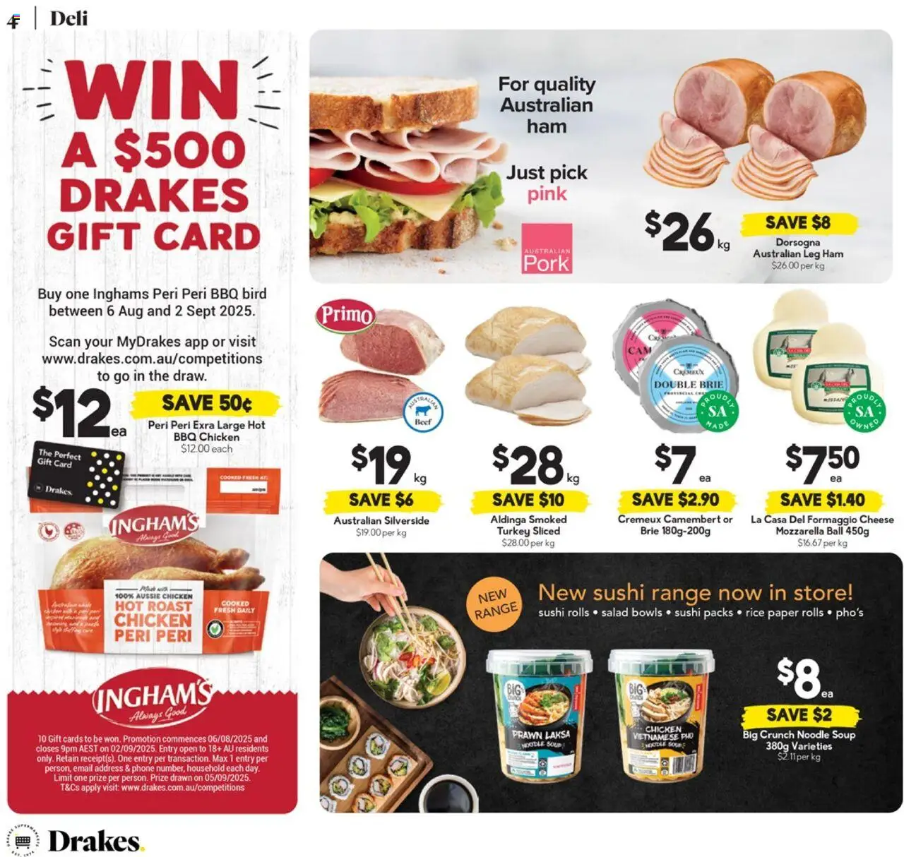 Drakes catalogue - valid from 06.08.2025 | Page: 4 | Products: Ham, Chicken, Pork, Phone