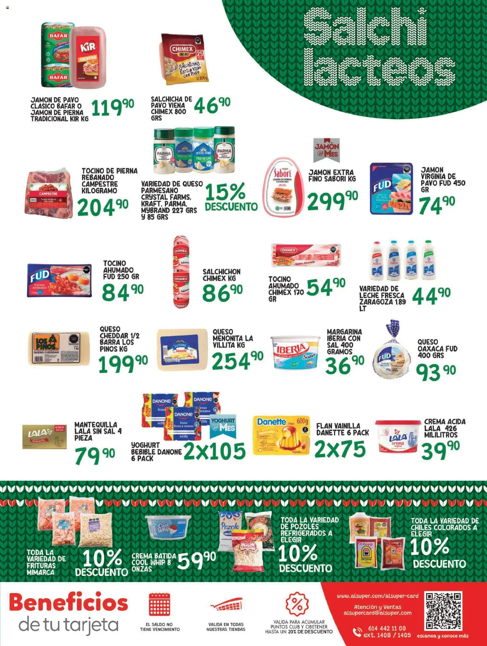 Nuevas ofertas de Alsuper válidas en toda la República Mexicana desde el 16.12.2025. ¡Encuentra las mejores ofertas en Alsuper folleto! | Página: 7 | Productos: Salchicha, Crema, Queso, Jamón