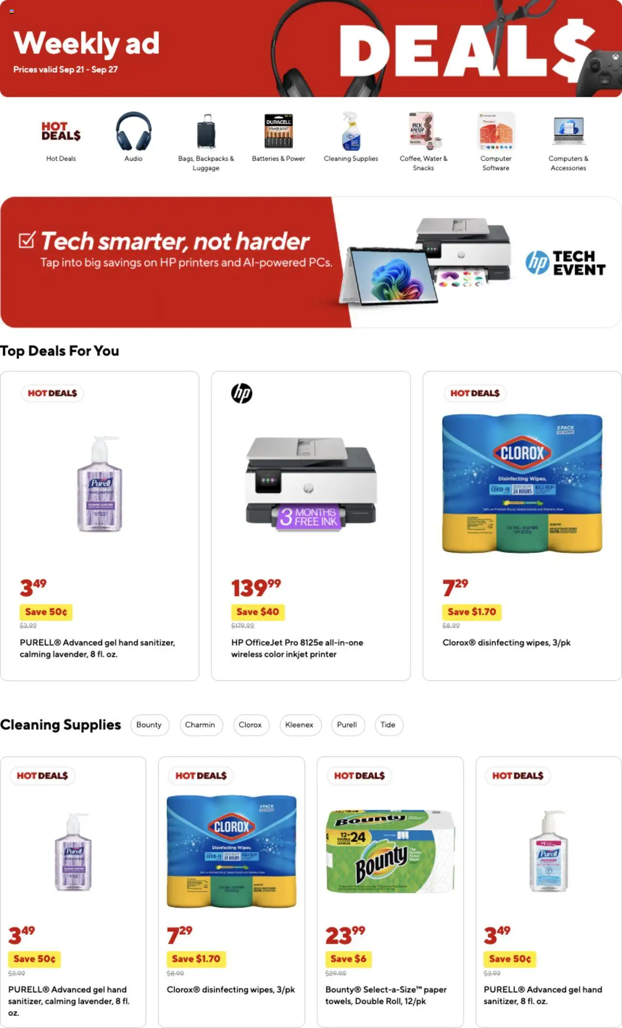 Staples Weekly Ad - valid from 21.09.2025 | Page: 1 | Products: Ink, Water, Computer, Printer