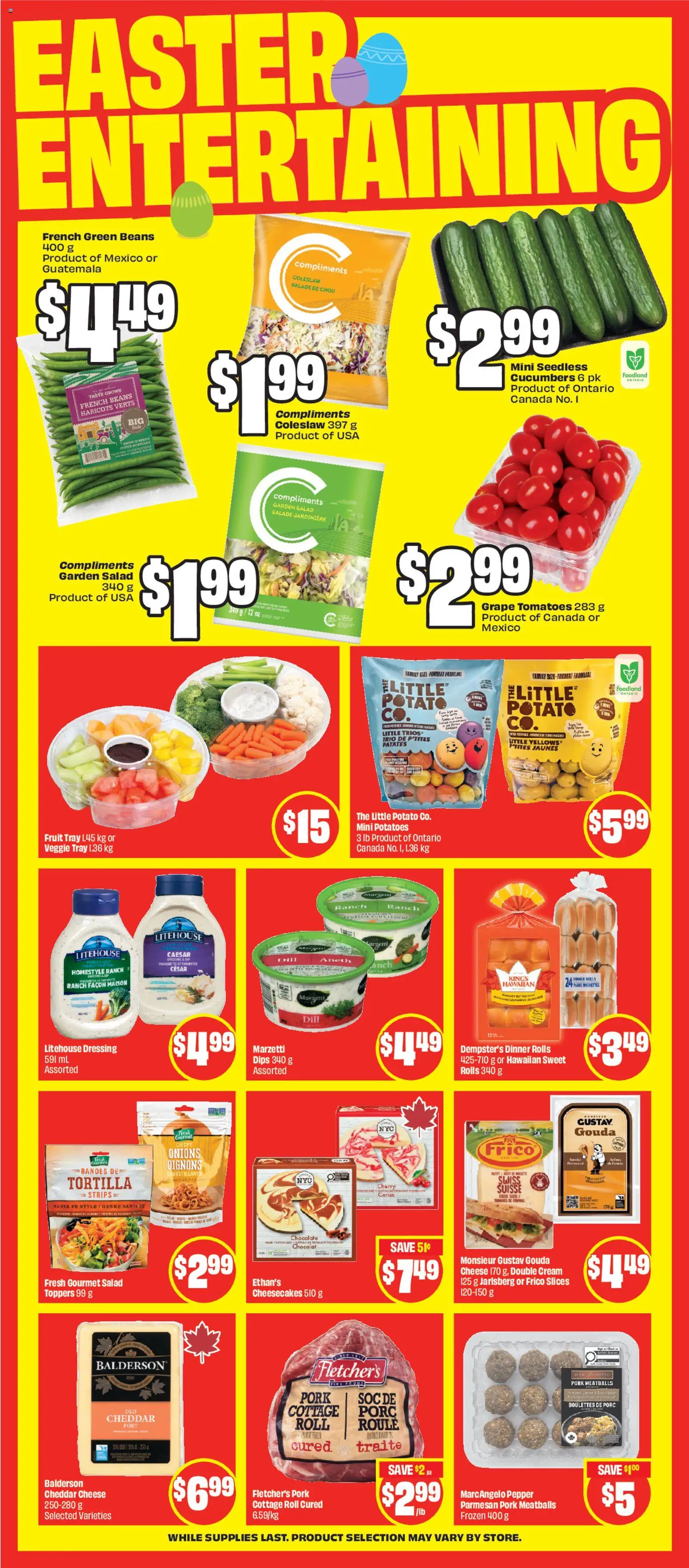FreshCo flyer valid from 02.04.2026 | Page: 5 | Products: Cream, Salad, Pork, Tomatoes