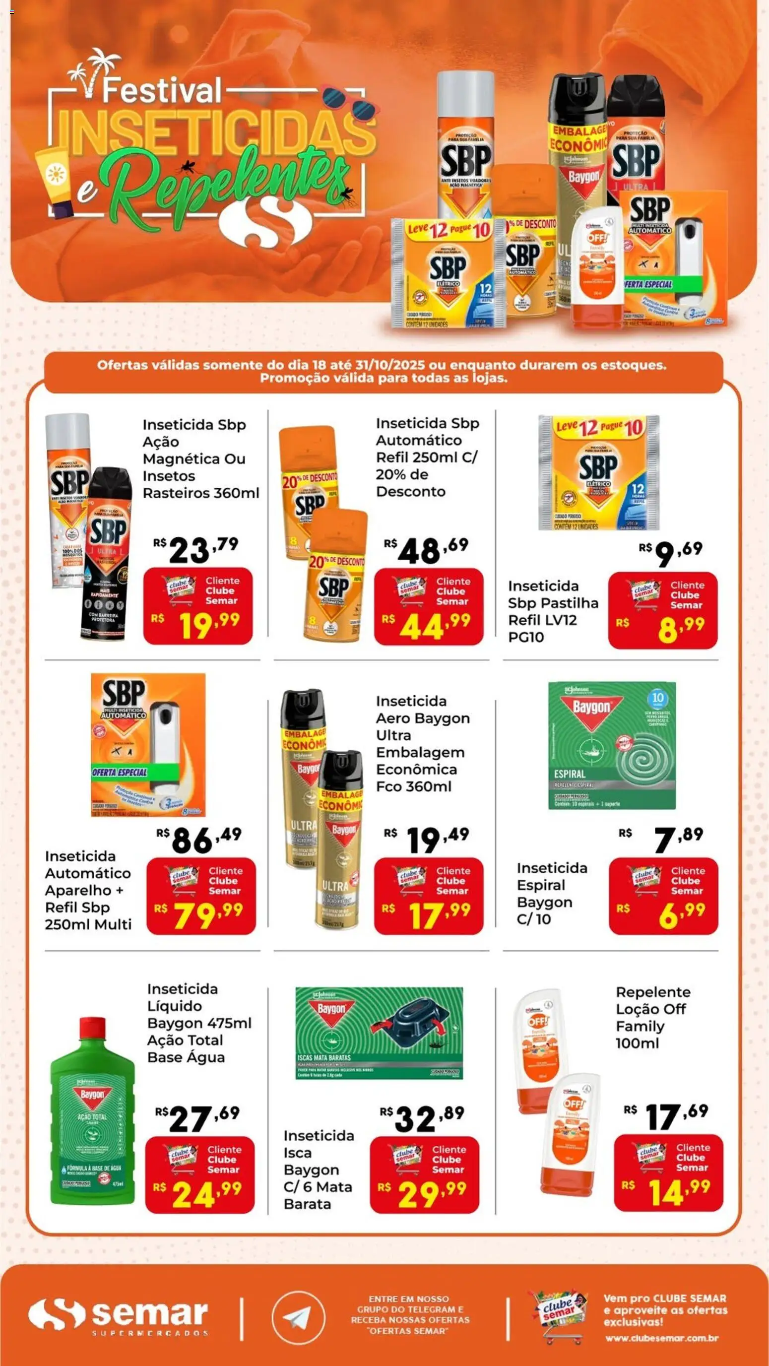 Semar Supermercado Folheto - válido de 18.10.2025 | Página: 1 | Produtos: Base, Repelente, Inseticida