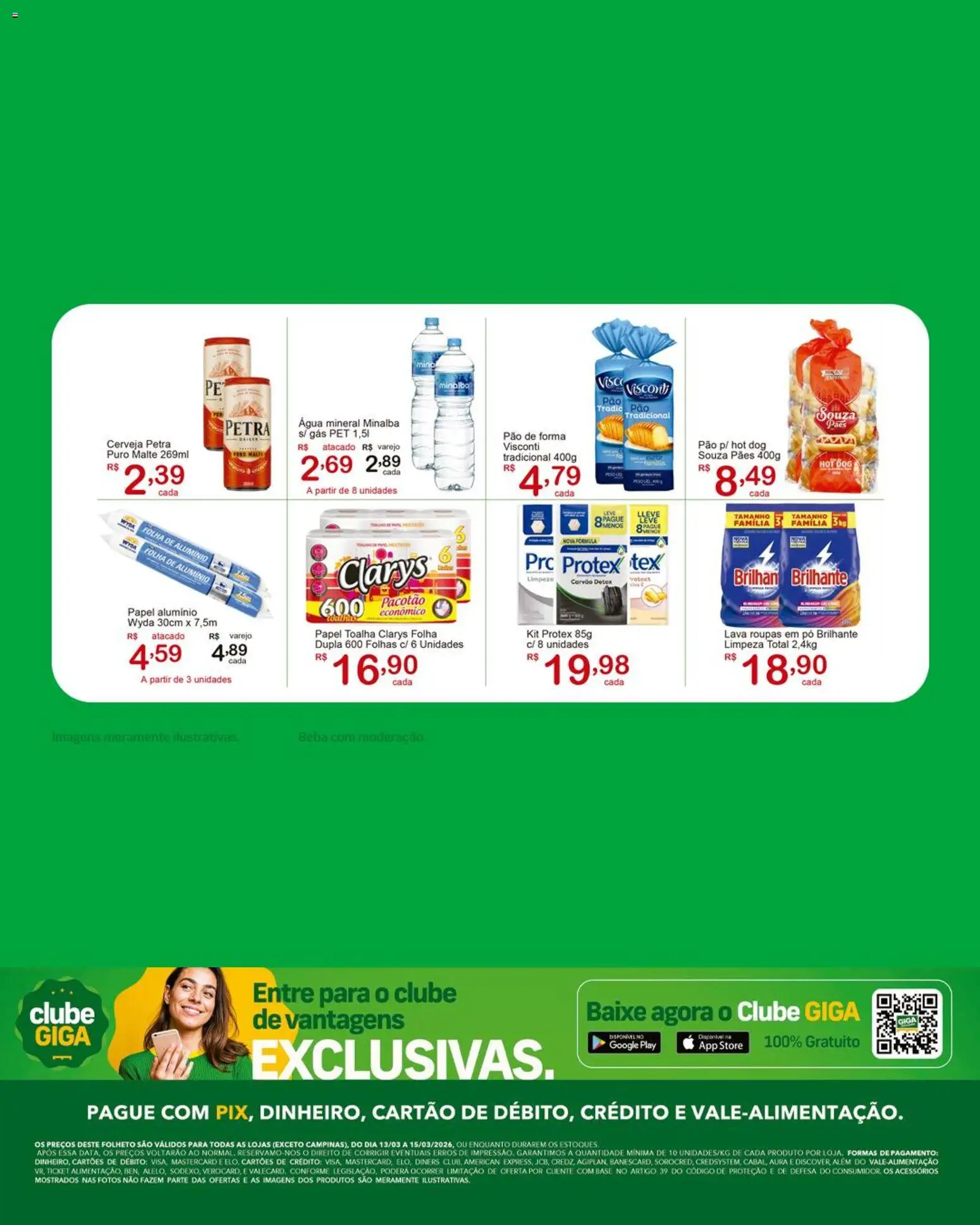 GIGA Atacado Folheto - válido de 13.03.2026 | Página: 3 | Produtos: Papel toalha, Pão, Base, Roupas