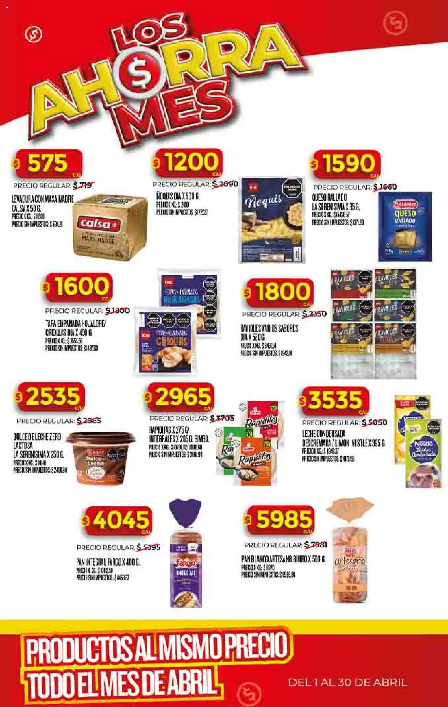 Dia - Ofertas - LOS AHORRA │ válido desde el 01.04.2026 | Página: 23 | Productos: Leche, Pan, Ravioles, Ñoquis