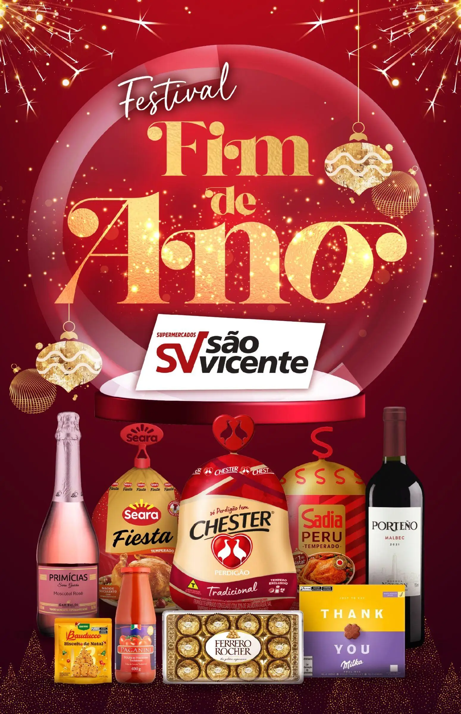 Supermercados São Vicente Folheto - válido de 17.12.2025 | Página: 1 | Produtos: Biscoito, Vinho, Creme, Frango
