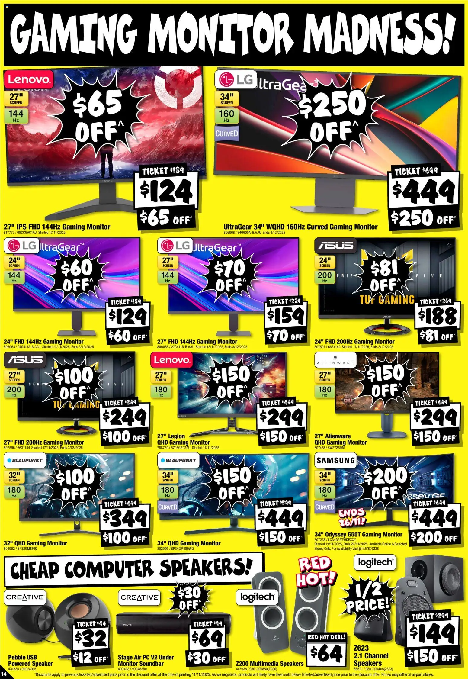 JB Hi-Fi catalogue - valid from 19.11.2025 | Page: 14 | Products: Monitor, Pc, Usb, Screen