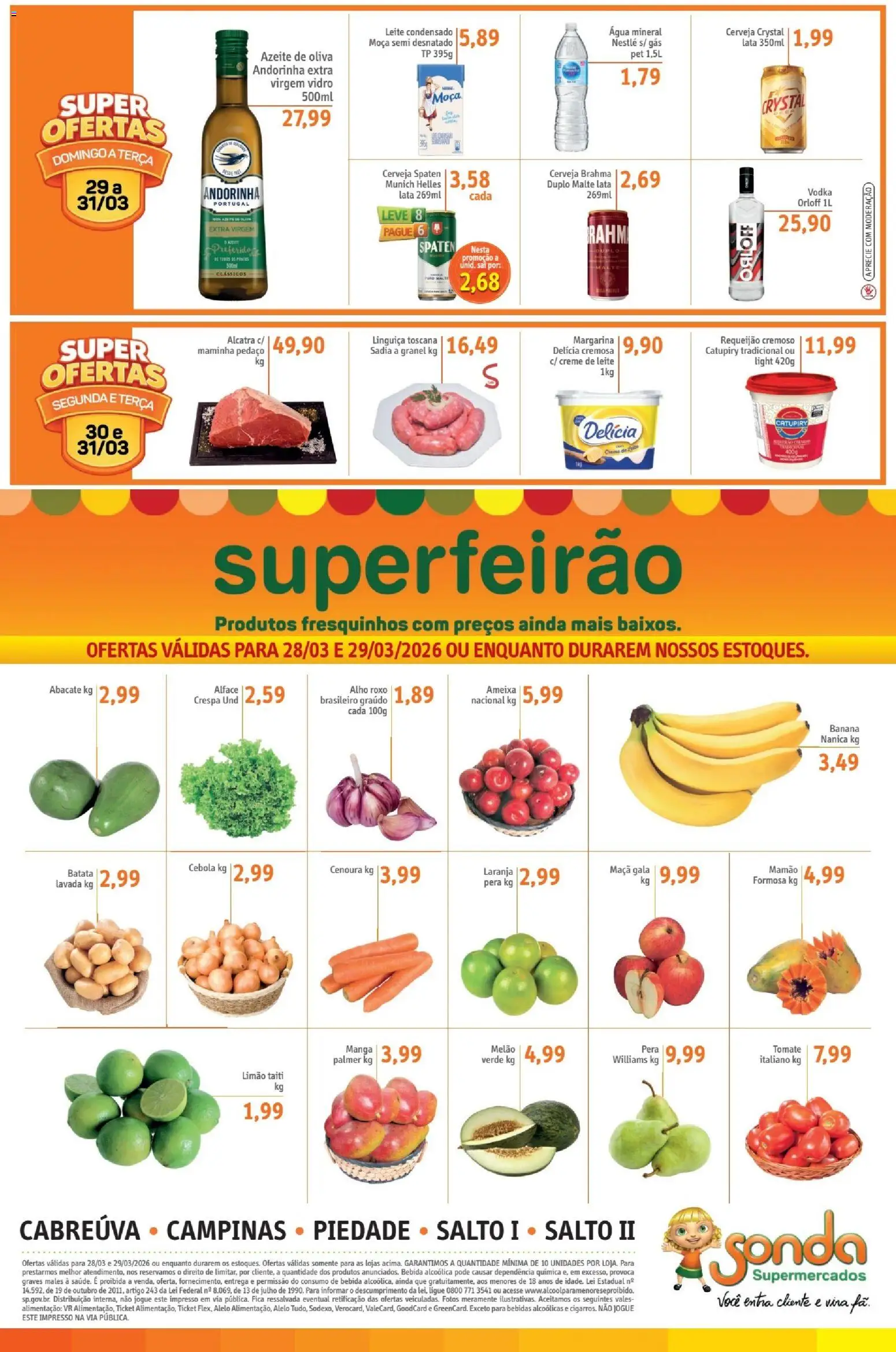 Sonda Folheto - válido de 27.03.2026 | Página: 2 | Produtos: Cerveja, Catupiry, Vodka, Azeite