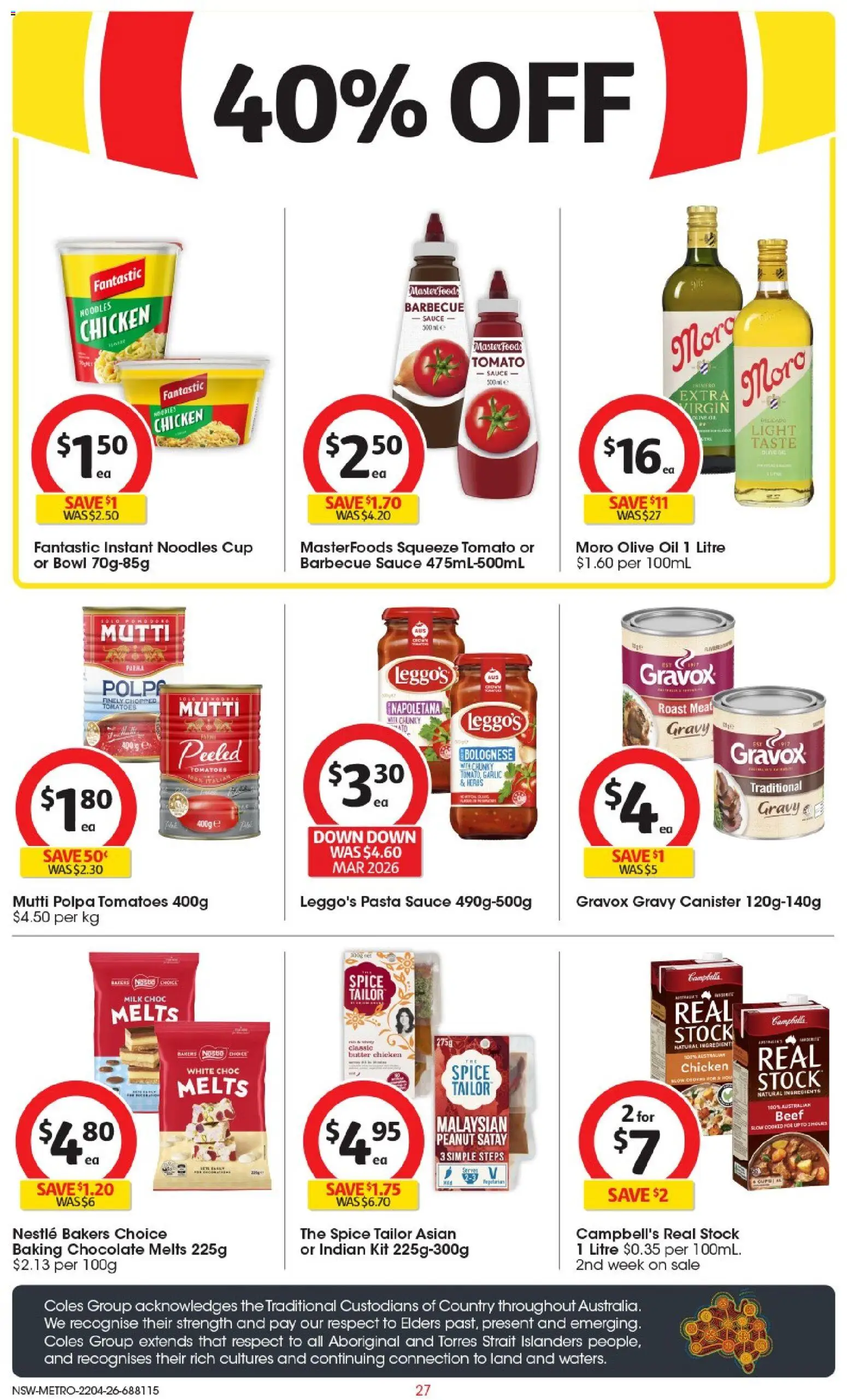 Coles catalogue - valid from 22.04.2026 | Page: 27 | Products: Milk, Butter, Noodles, Garlic