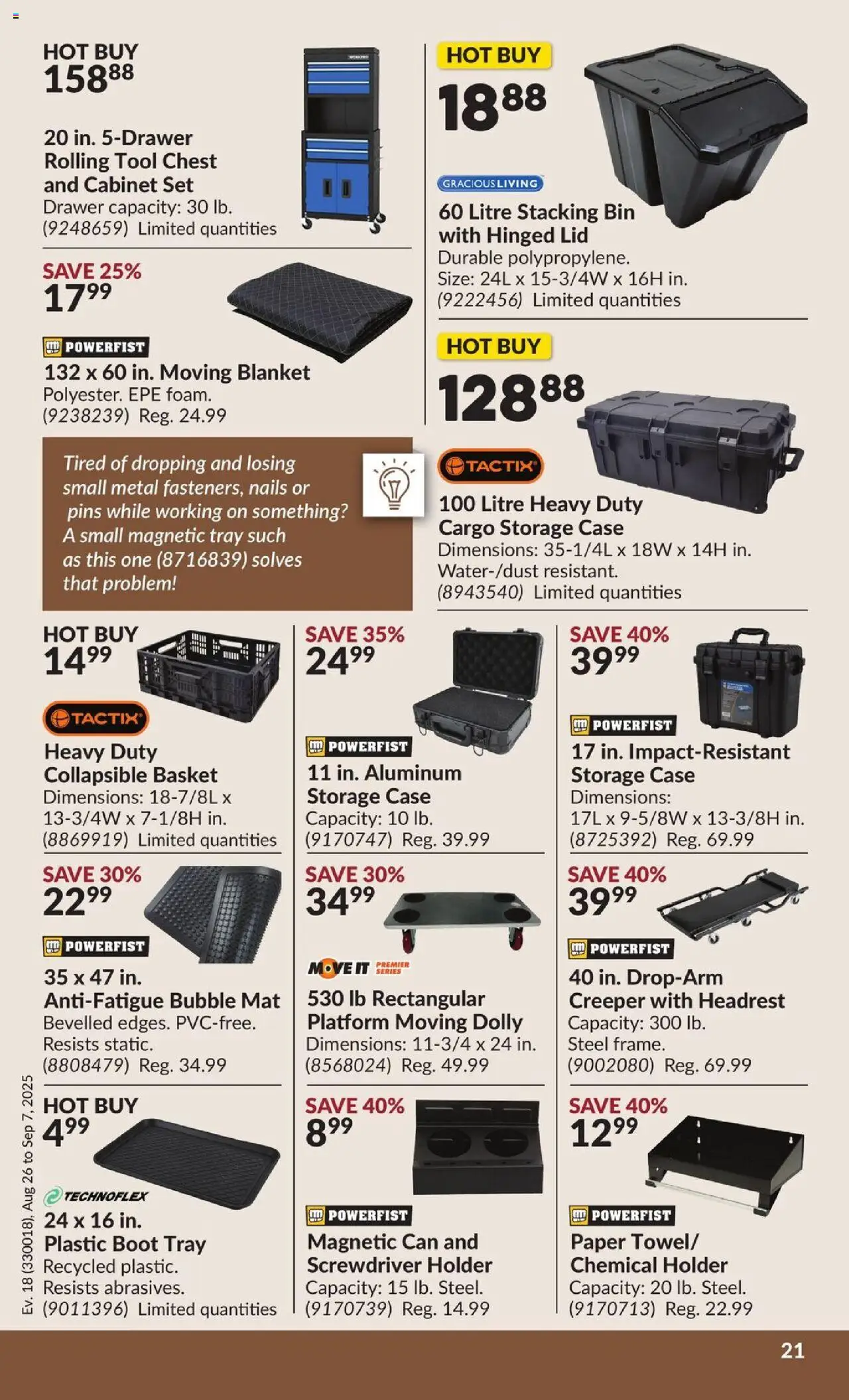 Princess Auto flyer valid from 26.08.2025 | Page: 27 | Products: Case, Blanket, Cabinet, Basket