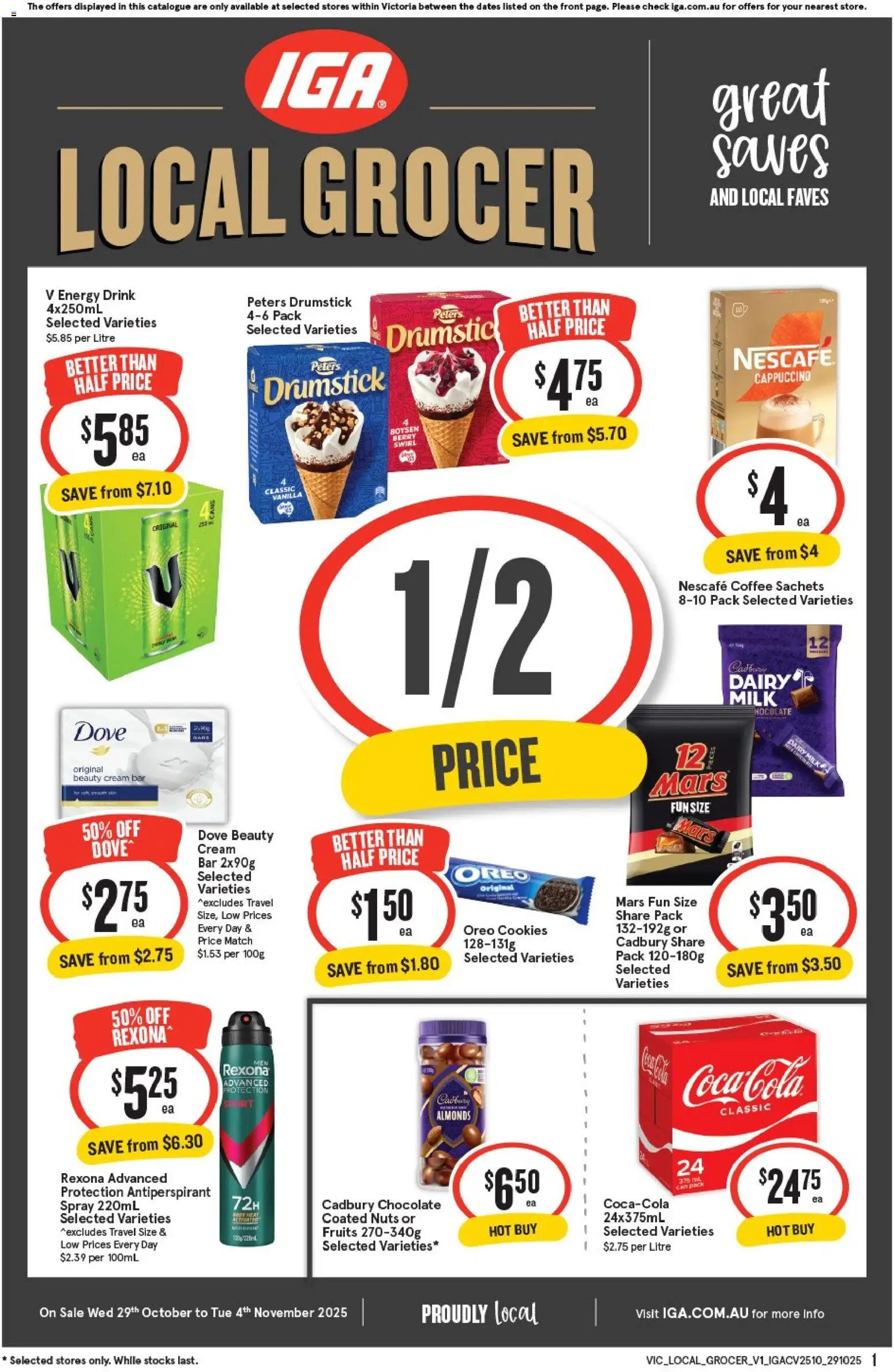 IGA catalogue - valid from 29.10.2025 | Page: 1 | Products: Dairy, Nuts, Fruits, Nescafe