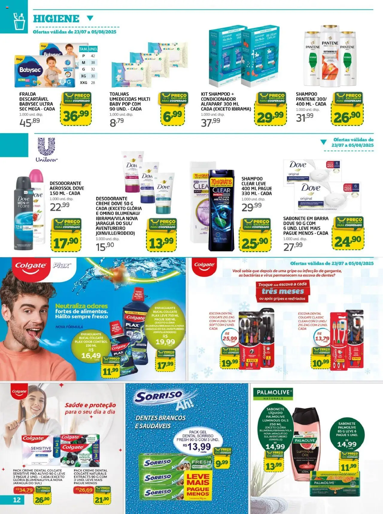 Cooper Folheto - válido de 23.07.2025 | Página: 12 | Produtos: Shampoo, Escova, Creme, Sabonete líquido