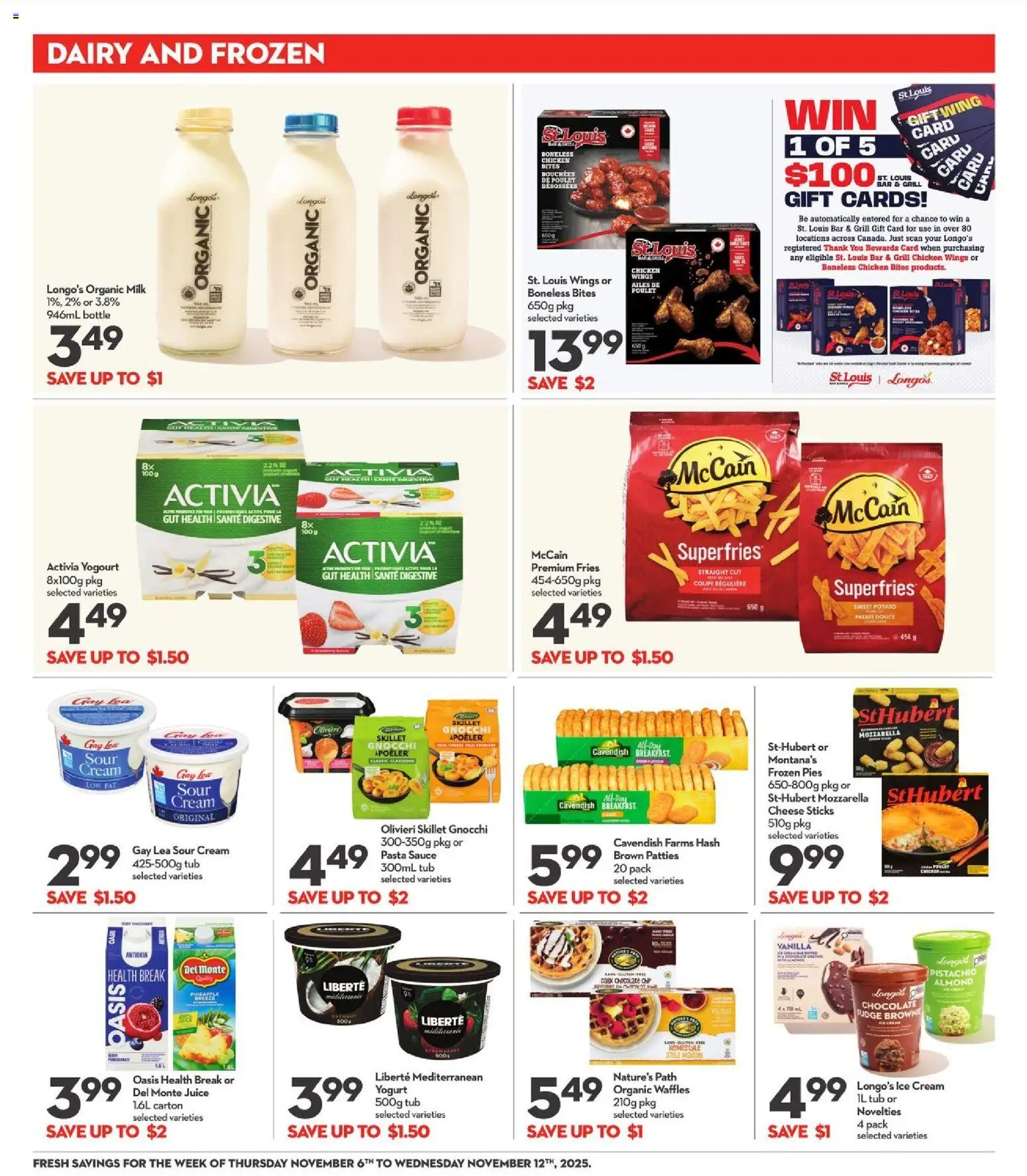 Longo's flyer valid from 06.11.2025 | Page: 8 | Products: Pasta, Ice cream, Milk, Chocolate