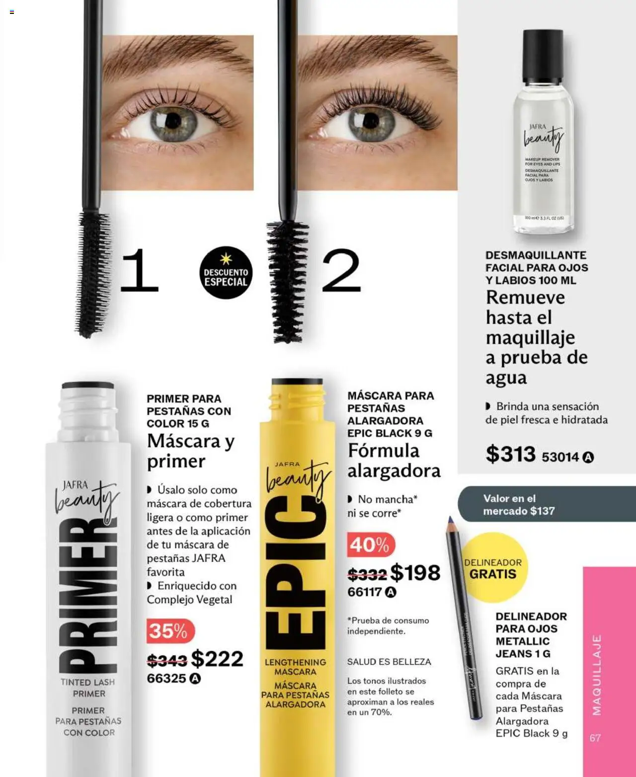 Nuevas ofertas de JAFRA válidas en toda la República Mexicana desde el 01.06.2025. ¡Encuentra las mejores ofertas en JAFRA catálogo! | Página: 67 | Productos: Máscara, Agua, Desmaquillante, Delineador