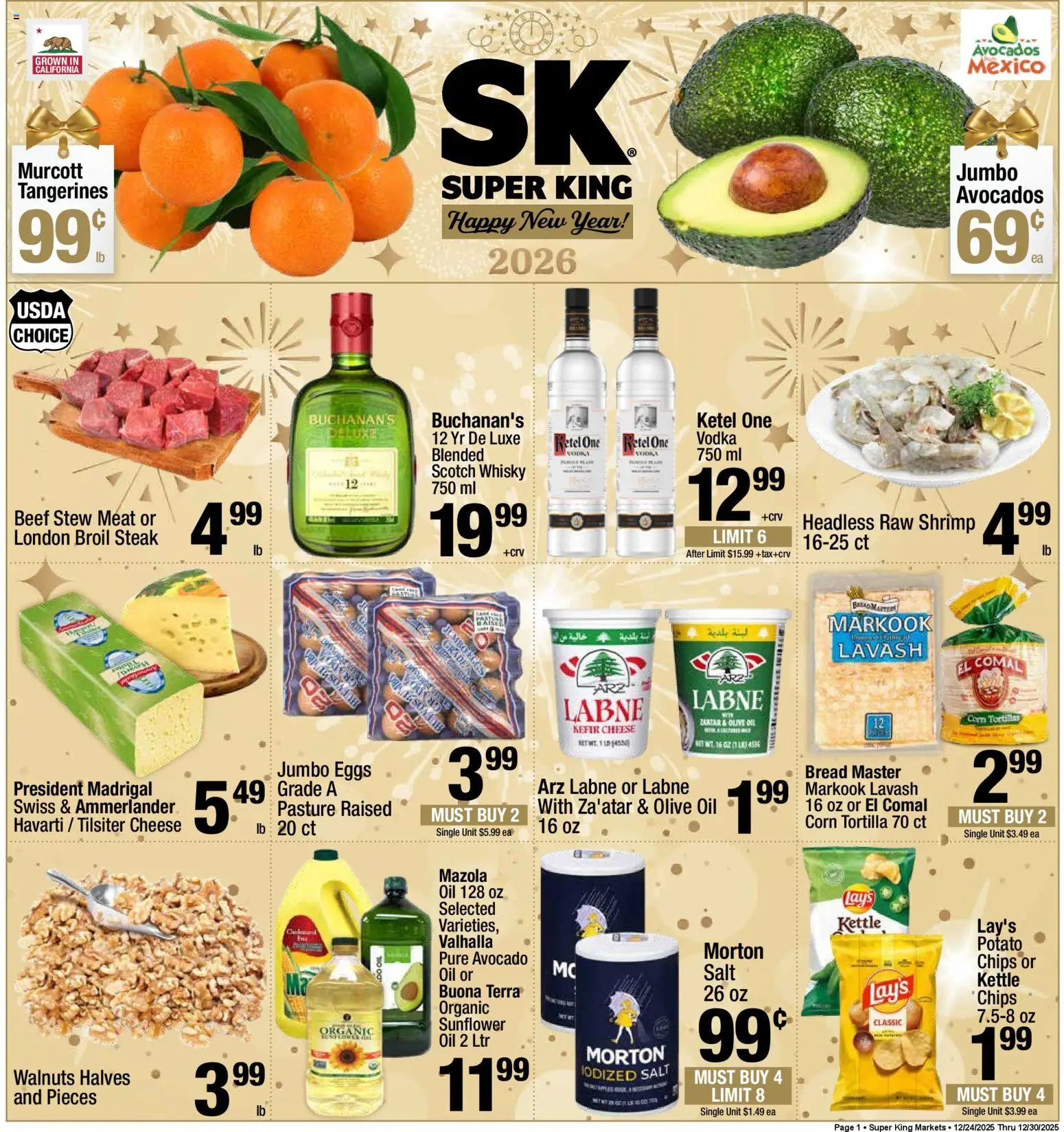 Super King - Weekly Ad - valid from 24.12.2025 | Page: 1 | Products: Oil, Bread, Beef, Chips