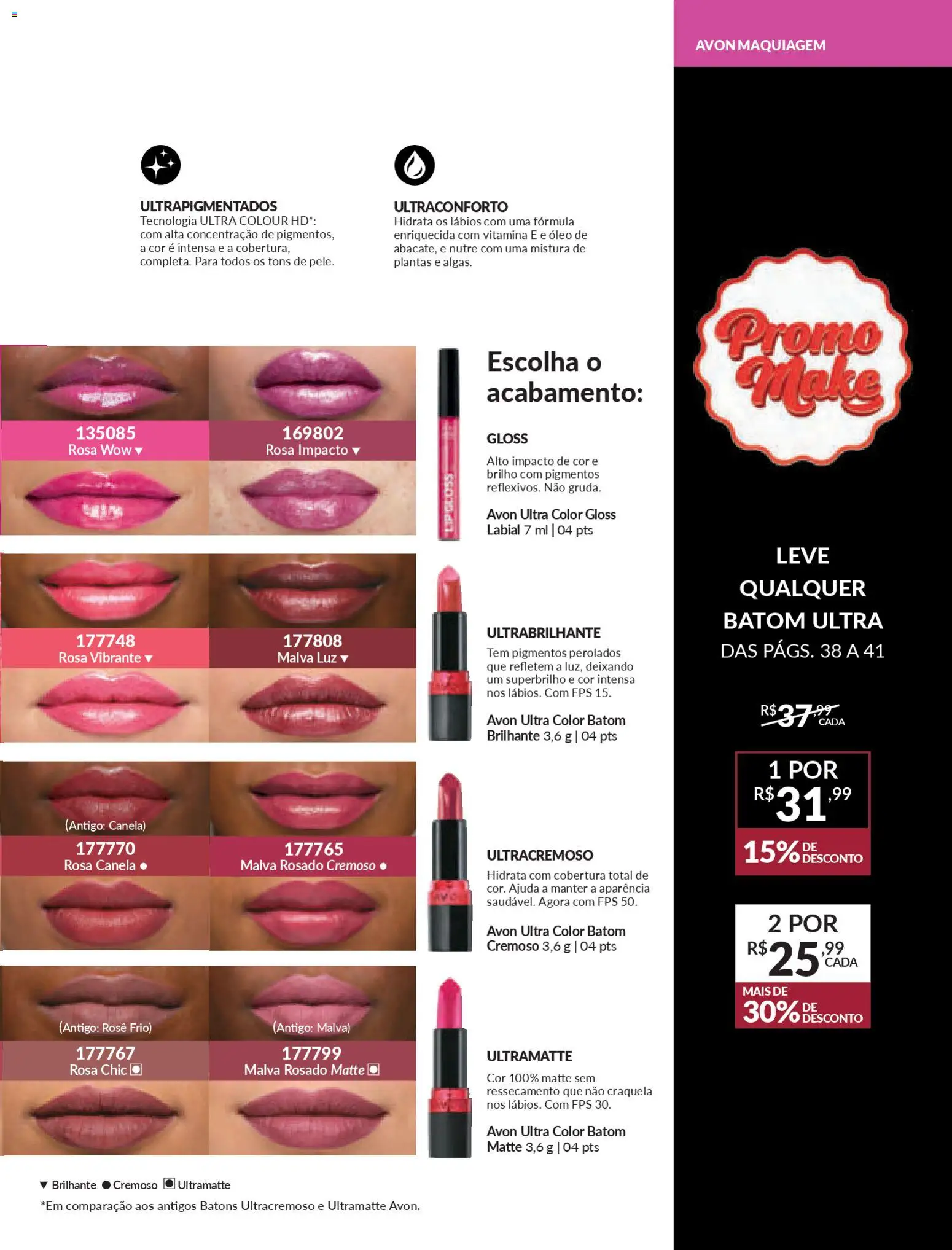 Avon Folheto - válido de 19.12.2025 | Página: 41 | Produtos: Maquiagem, Batom, Gloss labial, Óleo