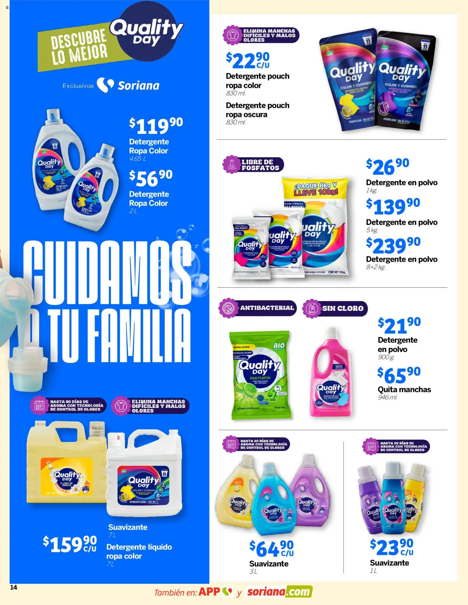 Nuevas ofertas de Soriana válidas en toda la República Mexicana desde el 26.03.2026. ¡Encuentra las mejores ofertas en Soriana Descubre lo mejor Mercado Nacional! | Página: 14 | Productos: Detergente, Suavizante, Ropa, Polvo