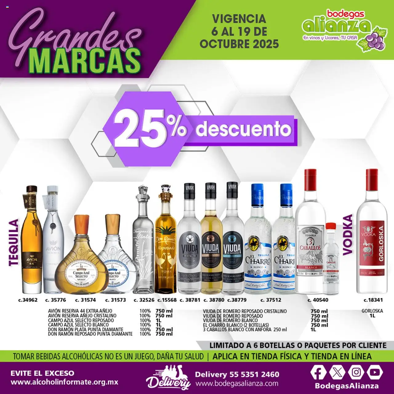 Nuevas ofertas de Bodegas Alianza válidas en toda la República Mexicana desde el 06.10.2025. ¡Encuentra las mejores ofertas en Bodegas Alianza - Catálogo Grandes Marcas! | Página: 6 | Productos: Agua, Tequila, Vodka