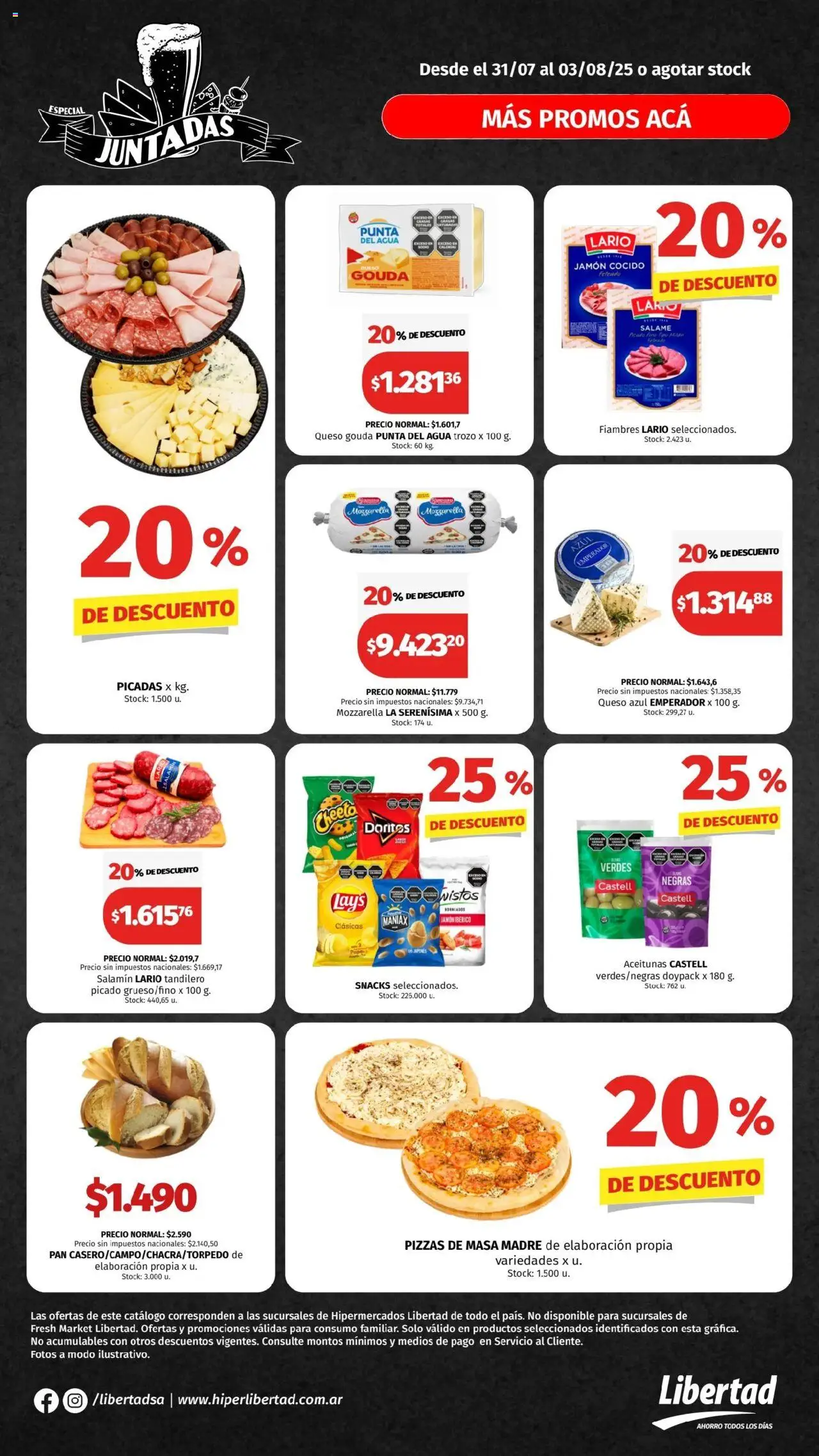 Hipermercado Libertad - Juntadas │ válido desde el 31.07.2025 | Página: 3 | Productos: Aceitunas, Agua, Queso, Pan