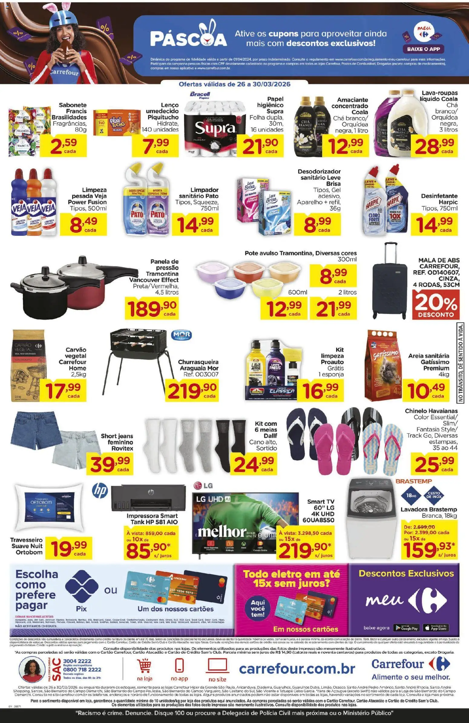 Carrefour Folheto - válido de 26.03.2026 | Página: 3 | Produtos: Cloro, Travesseiro, Sabonete, Meias