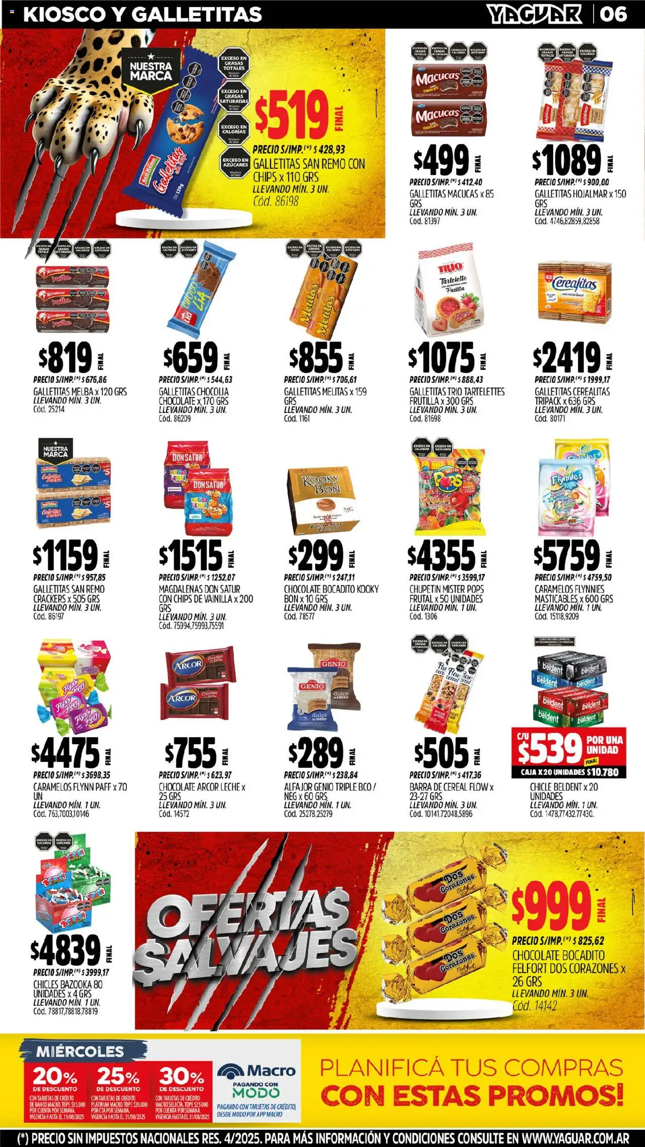 Yaguar - Jujuy │ válido desde el 04.08.2025 | Página: 6 | Productos: Chicles, Leche, Chocolate, Chicle