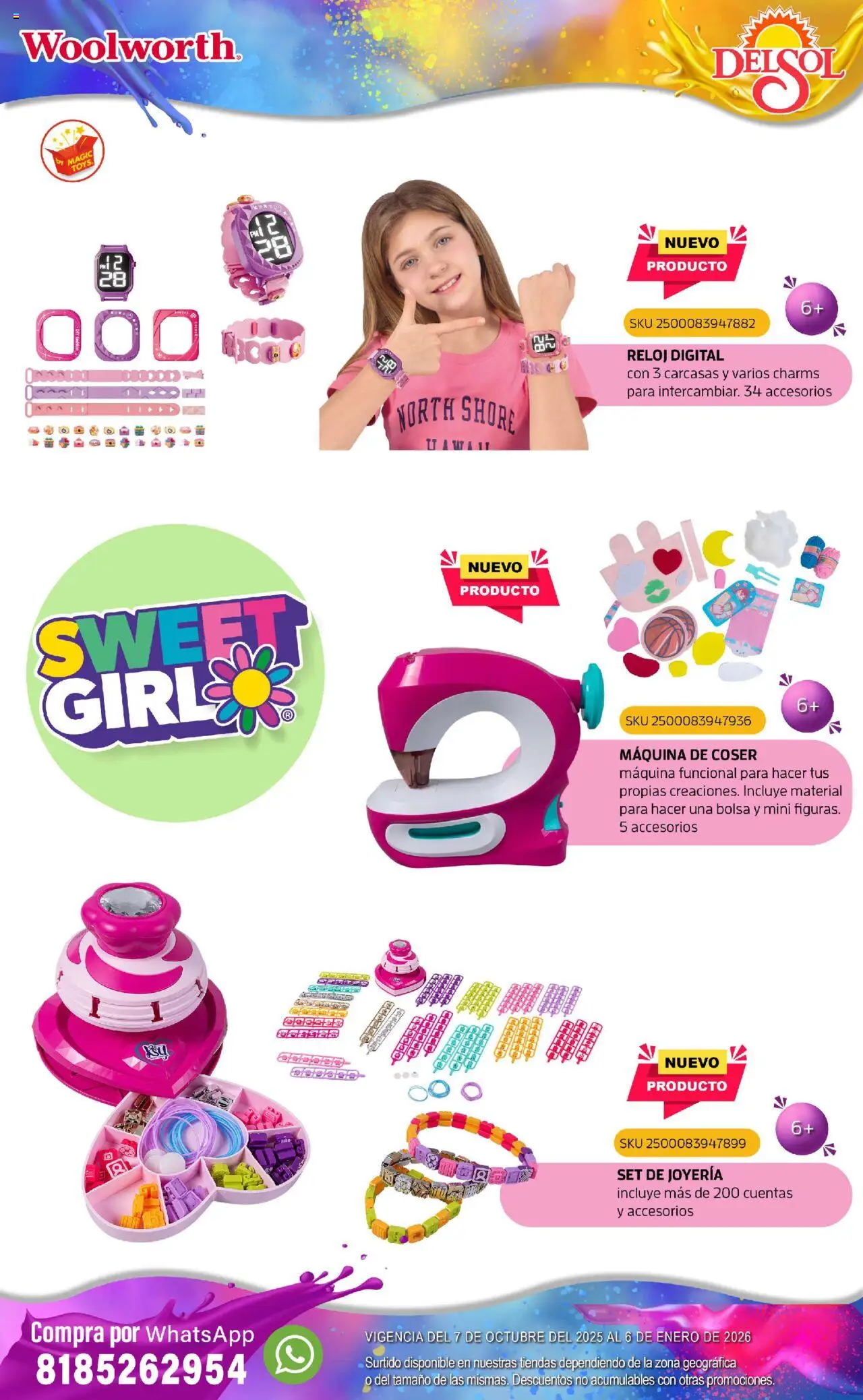 Nuevas ofertas de Del Sol y Woolworth válidas en toda la República Mexicana desde el 07.10.2025. ¡Encuentra las mejores ofertas en Del Sol y Woolworth - Catálogo Castillo Del Juguete! | Página: 90 | Productos: Bolsa, Máquina de coser, Reloj
