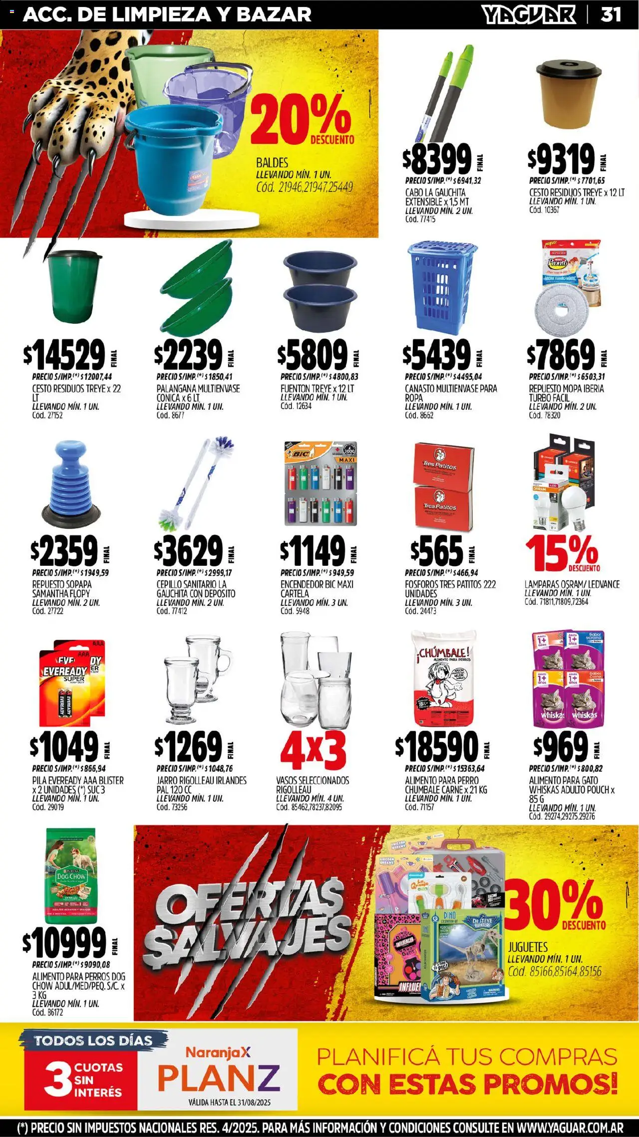 Yaguar - San Juan │ válido desde el 04.08.2025 | Página: 31 | Productos: Fósforos, Encendedor, Cepillo, Sopapa